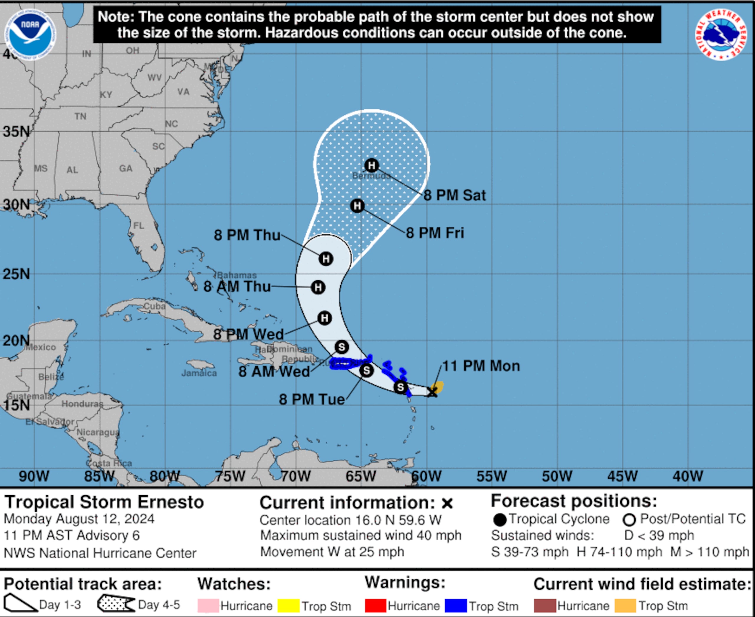 Boletín del lunes a las 11:00 p.m.