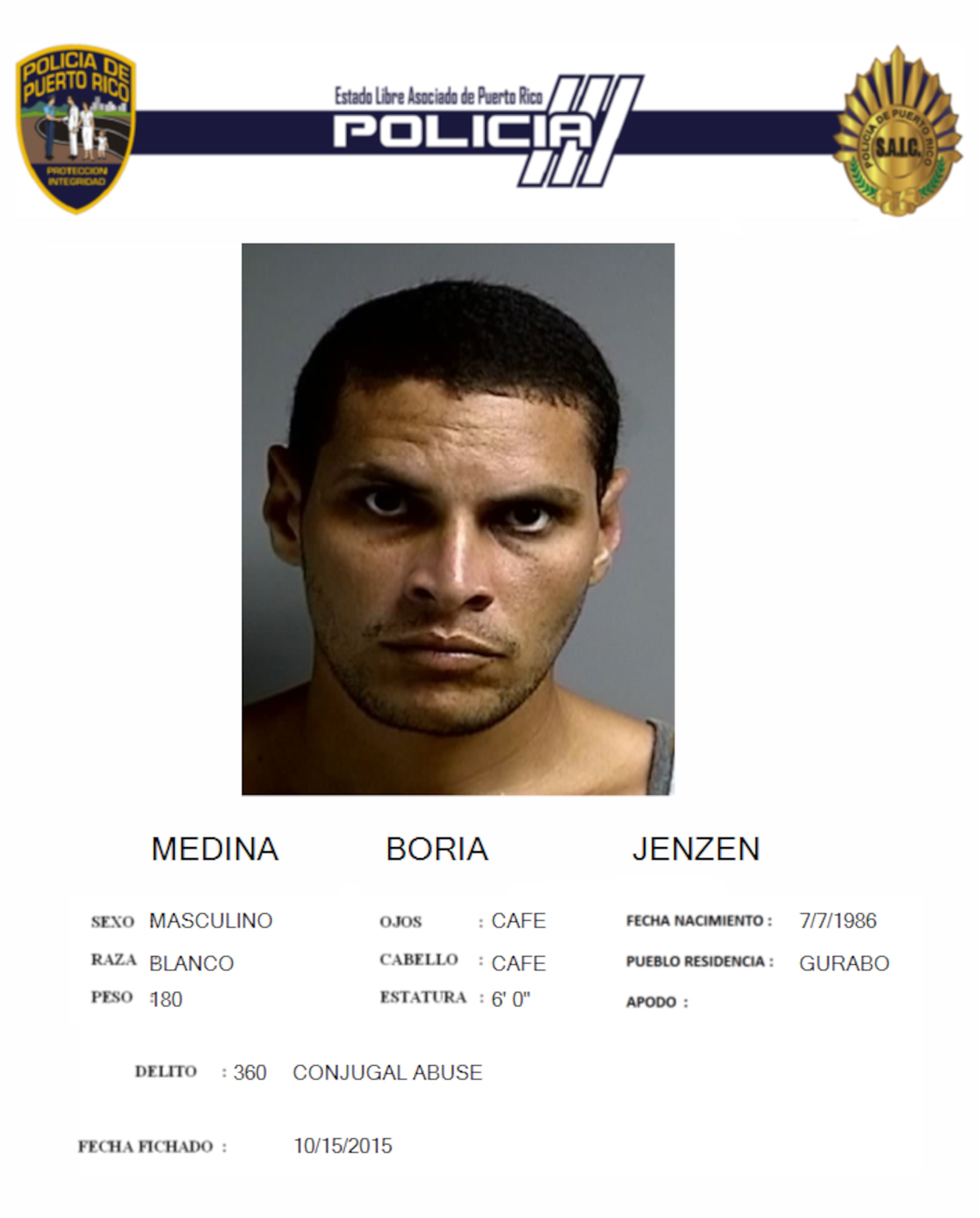 Jenzen Medina Boria de 37 años, es sospechoso de liderar una ganga dedicada a cometer carjackings en las áreas policíacas de San Juan, Carolina y Caguas.