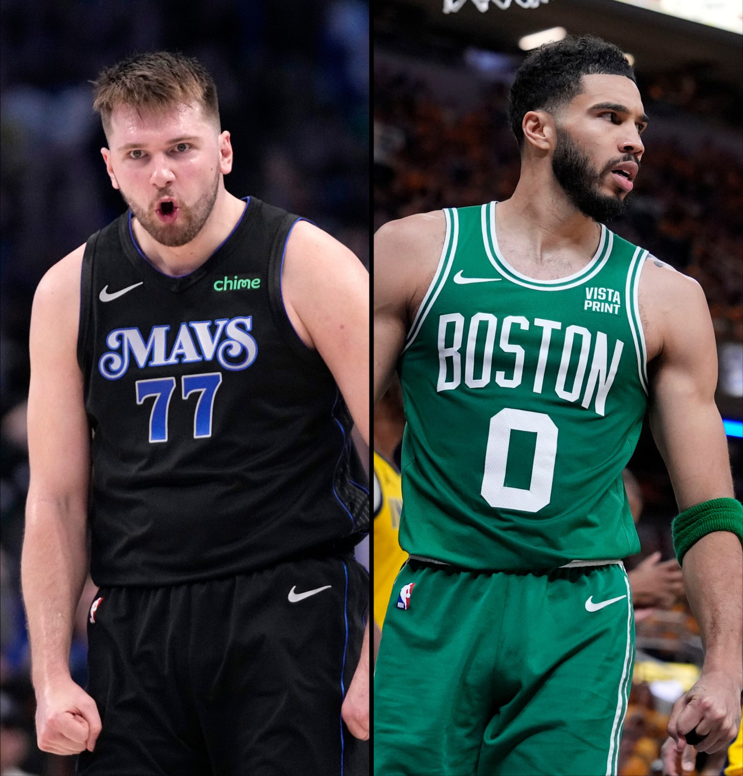 Luka Doncic, de los Mavericks de Dallas, y Jayson Tatum, de los Celtics de Boston.