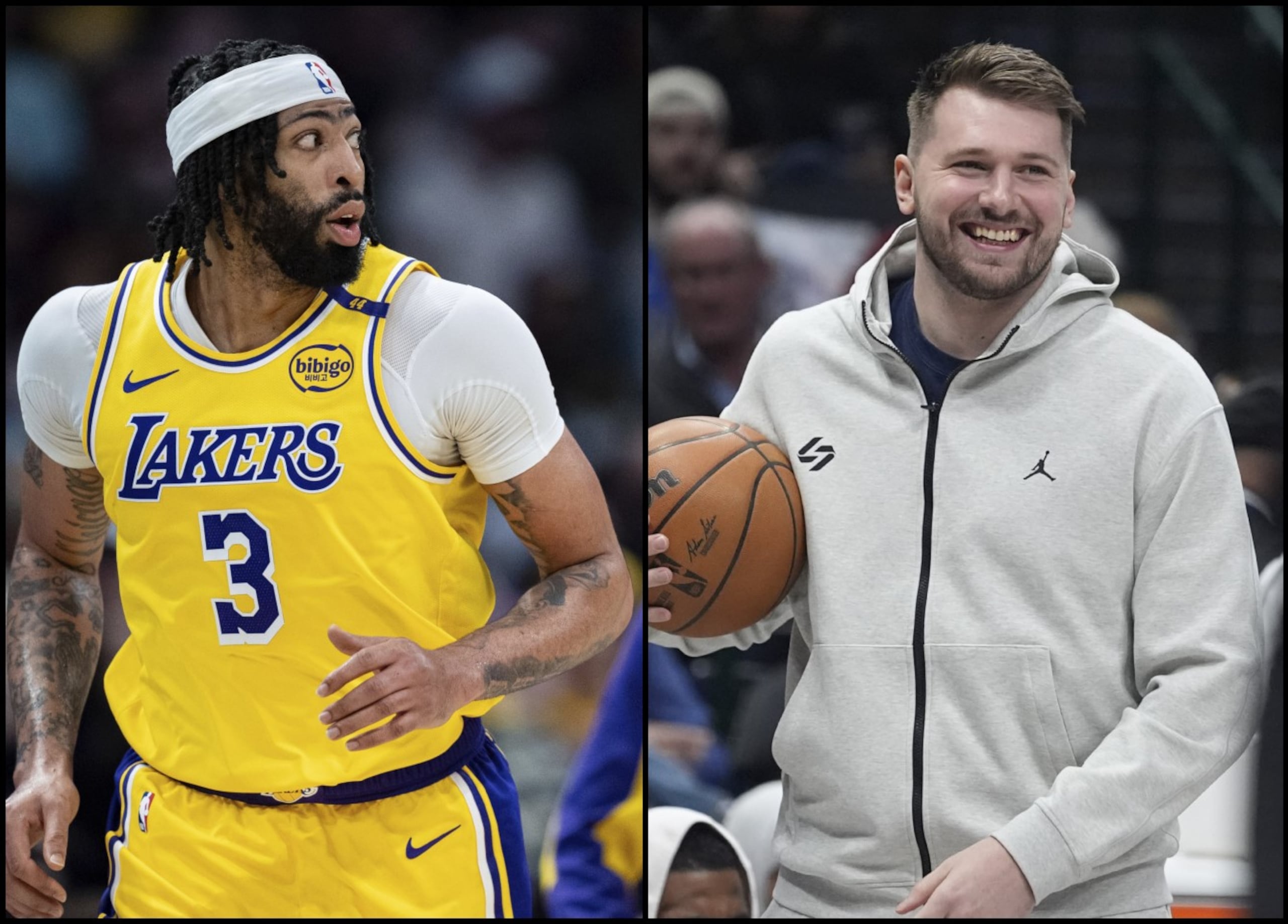 A la izquierda, Anthony Davis, ahora integrante de los Mavericks de Dallas, y a la derecha Luka Doncic, que pasó a los Lakers de Los Ángeles.