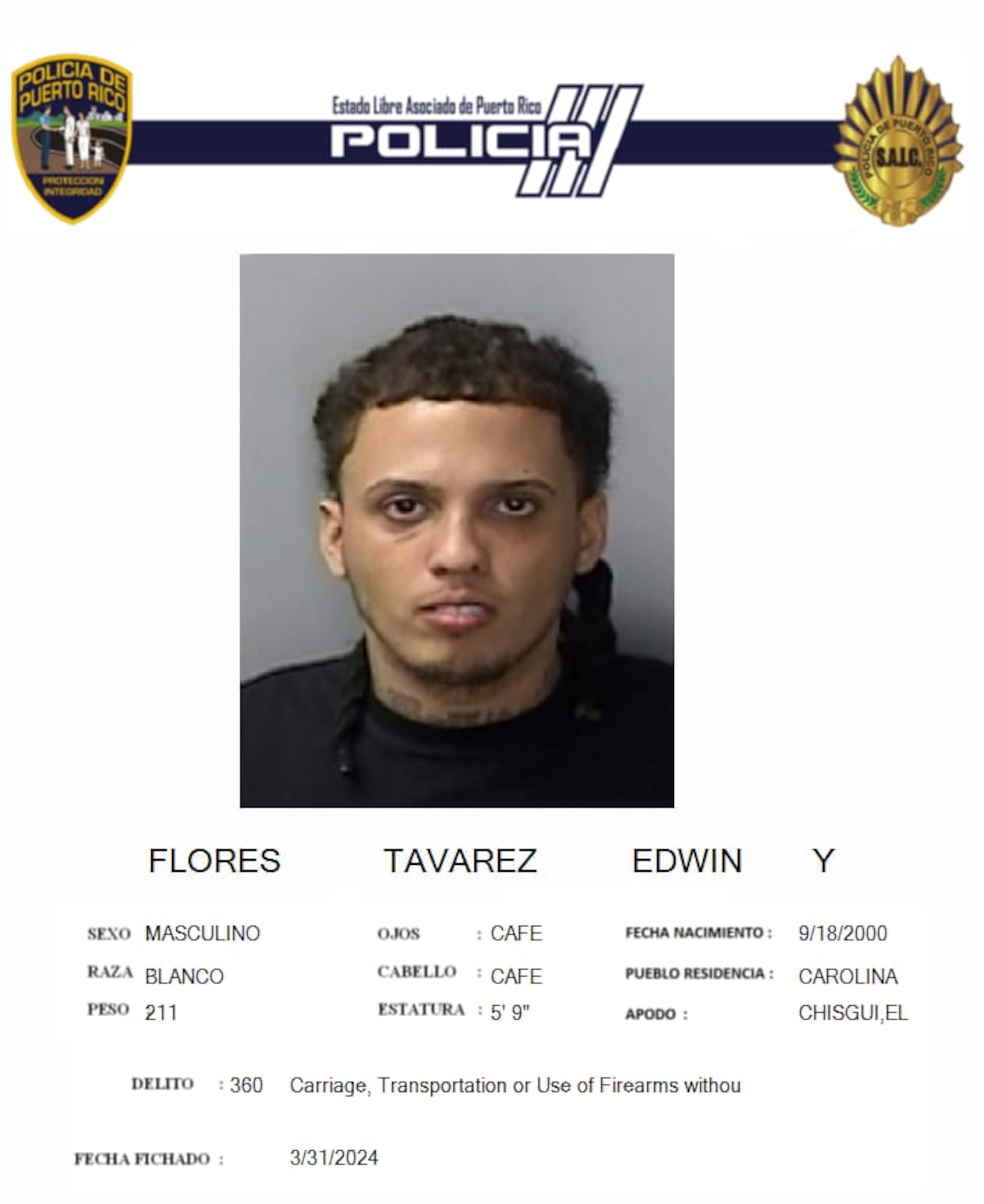 Edwin Y. Flores Tavarez fue acusado por un gran jurado federal como uno de los participantes del crimen de dos adolescentes en Loíza.