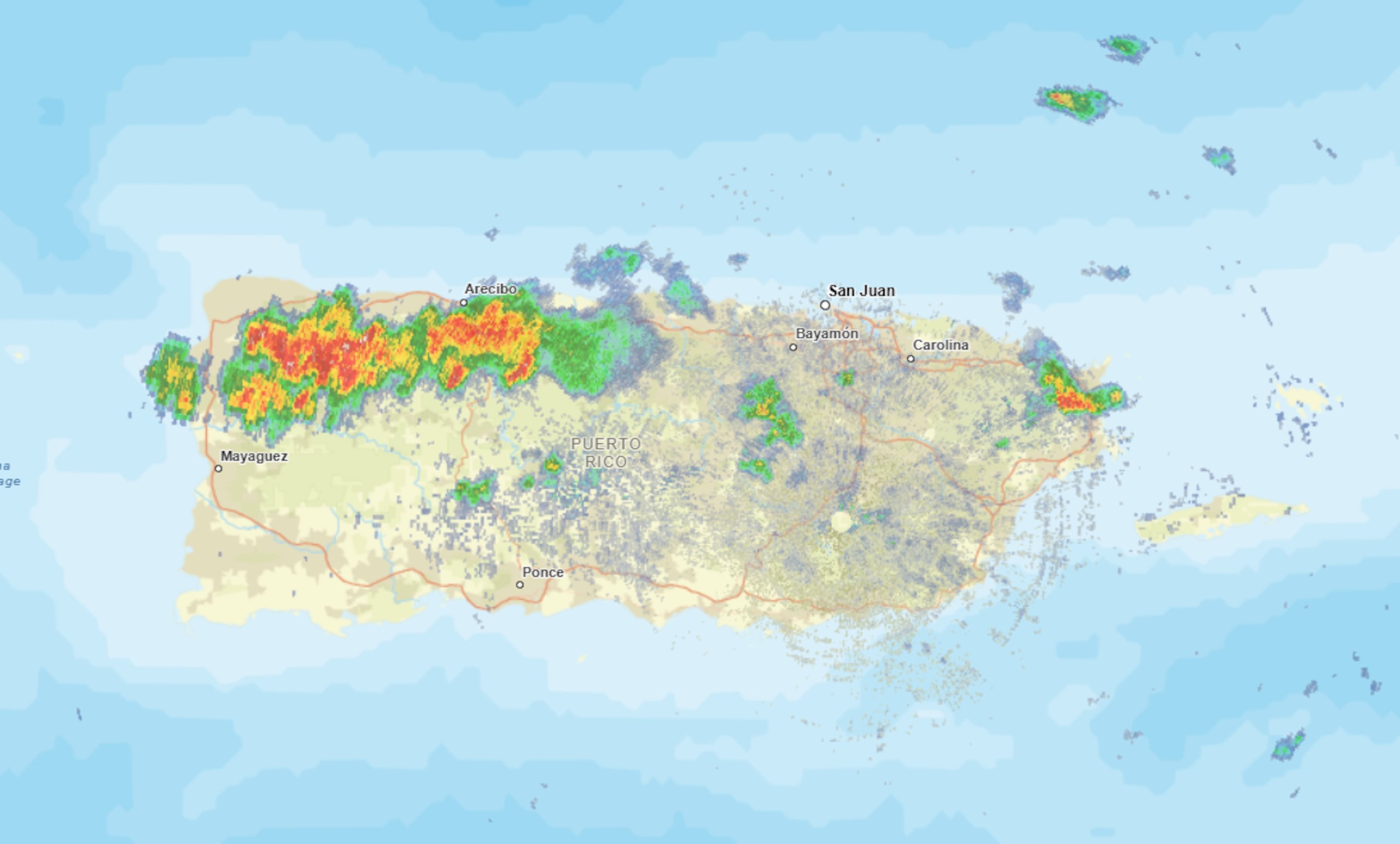 Imagen de radar de la tronada este jueves, 28 de agosto.