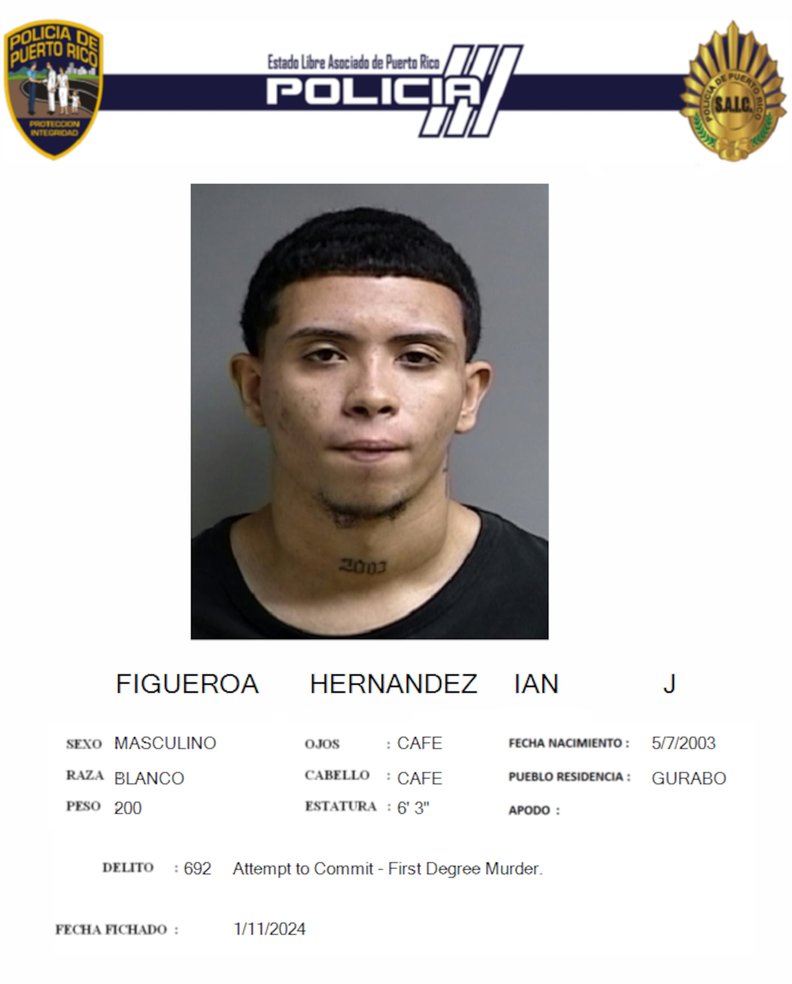 Ian J. Figueroa Hernández fue sentenciado a cinco meses y medio de cárcel por la tentativa de asesinato a un policía municipal.