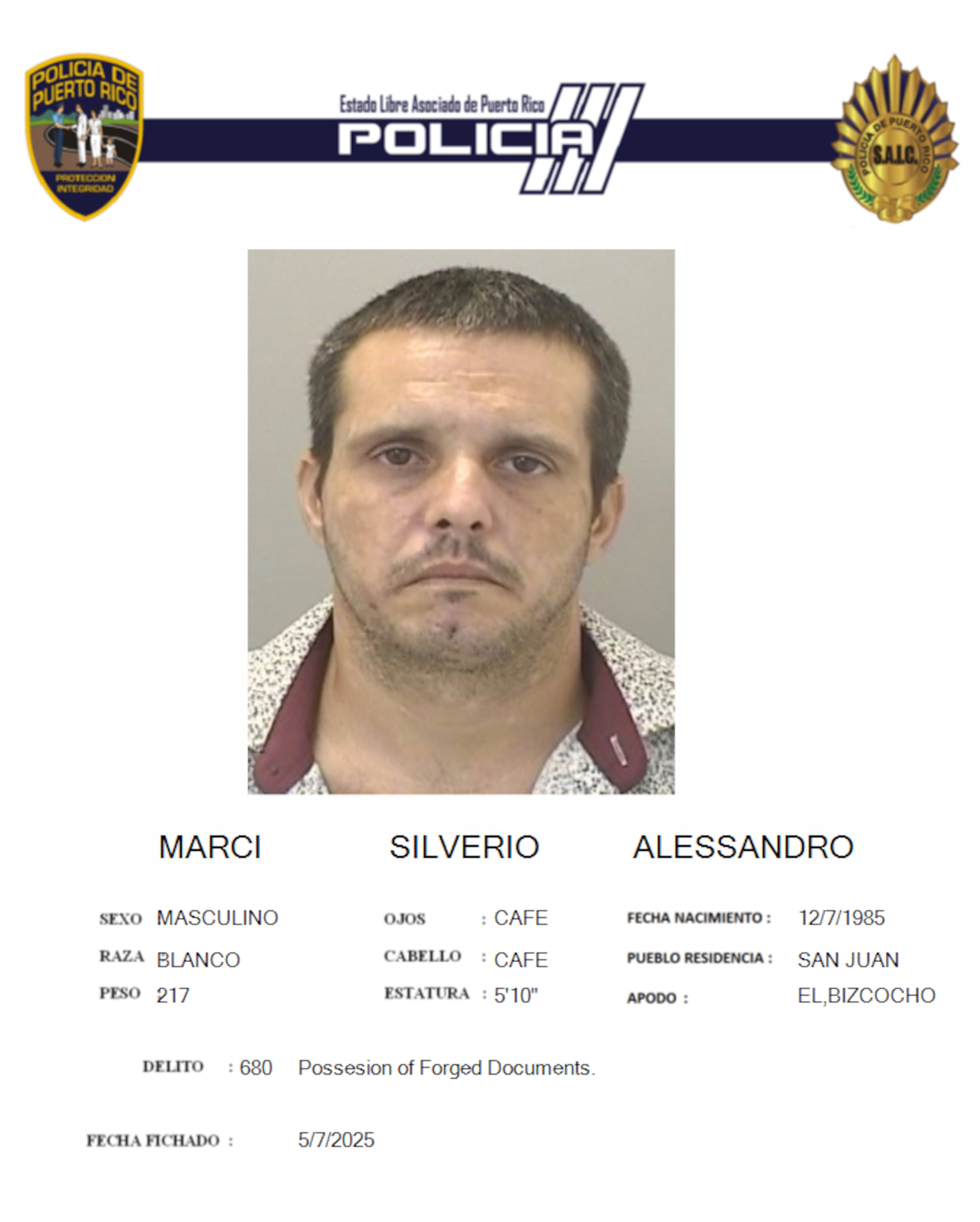 Alessandro Marci Silverio, enfrenta cargos por fraude, falsificación de documentos, apropiación ilegal y robo de identidad, entre otros delitos.