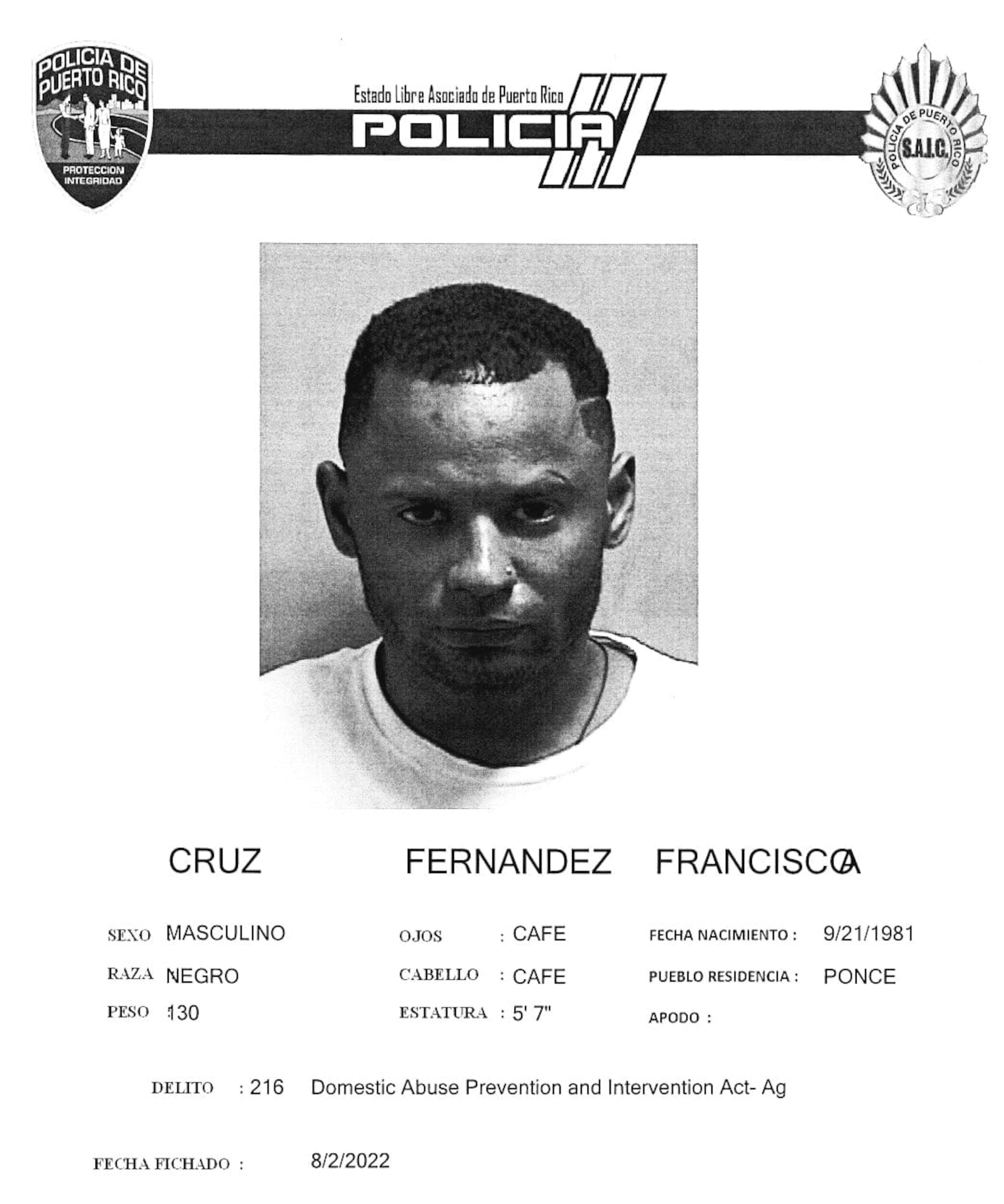 Francisco A. Cruz Fernández fue asesinado en la barriada Baldorioty, en Ponce.