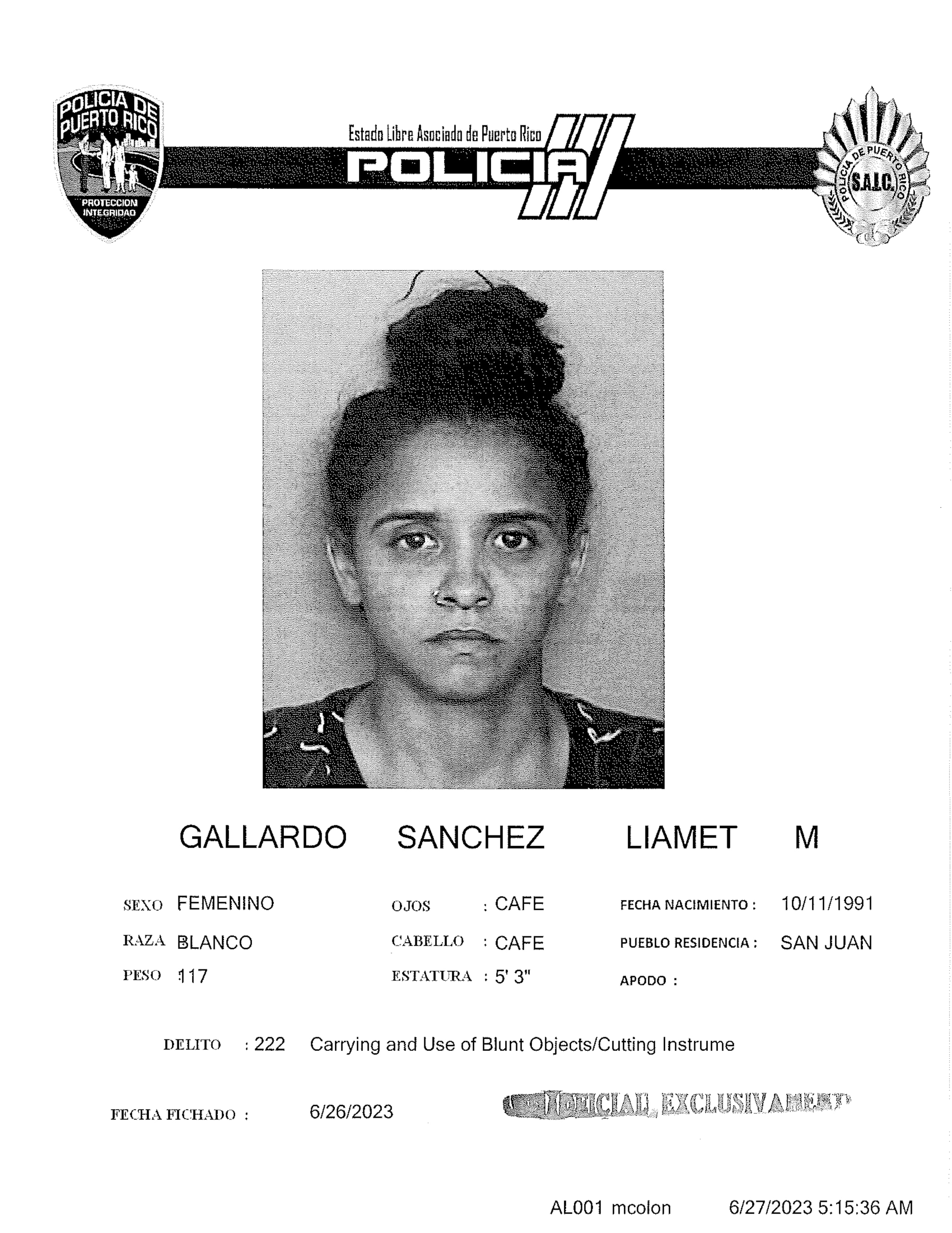 Ficha de Liamet Gallardo Sánchez.