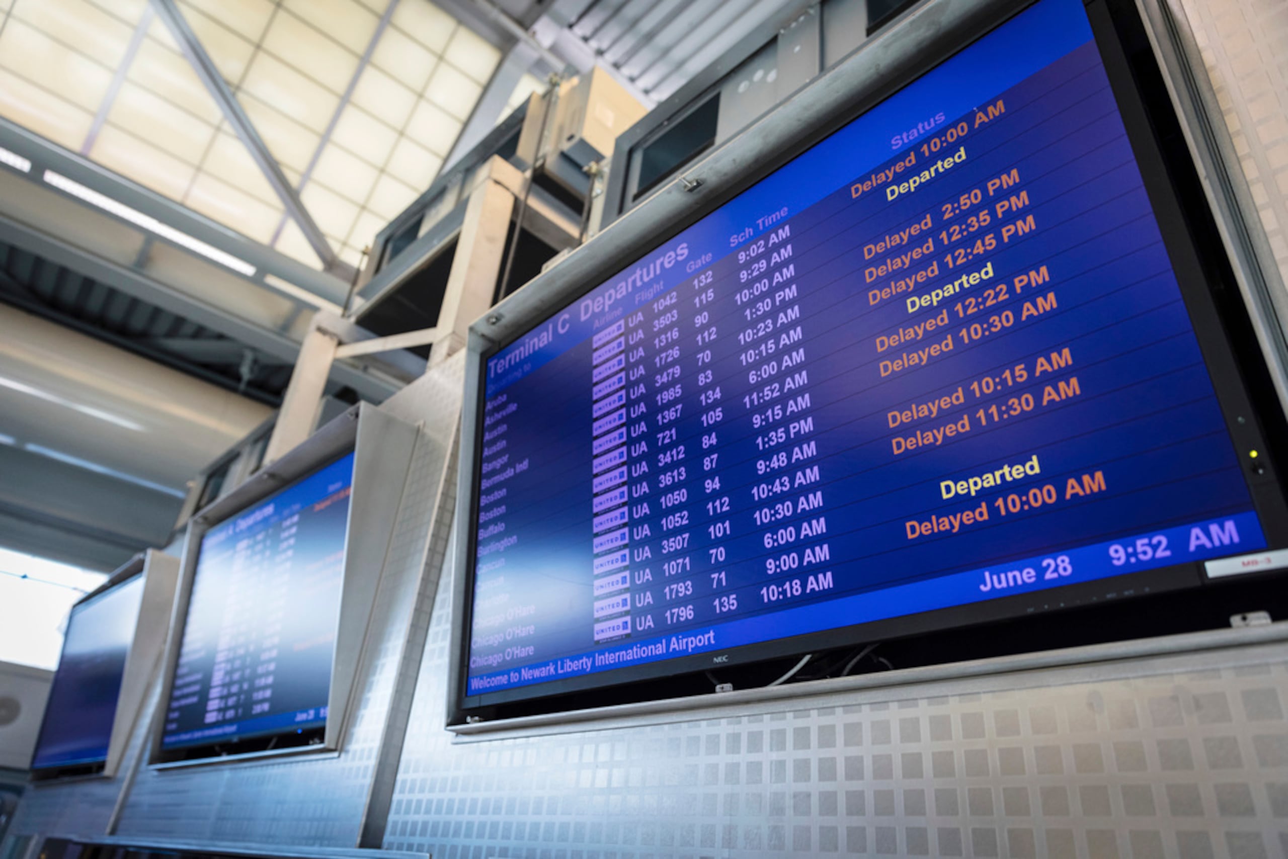 Vuelos en el terminal C del Aeropuerto Internacional de Newark en Nueva Jersey este miércoles.