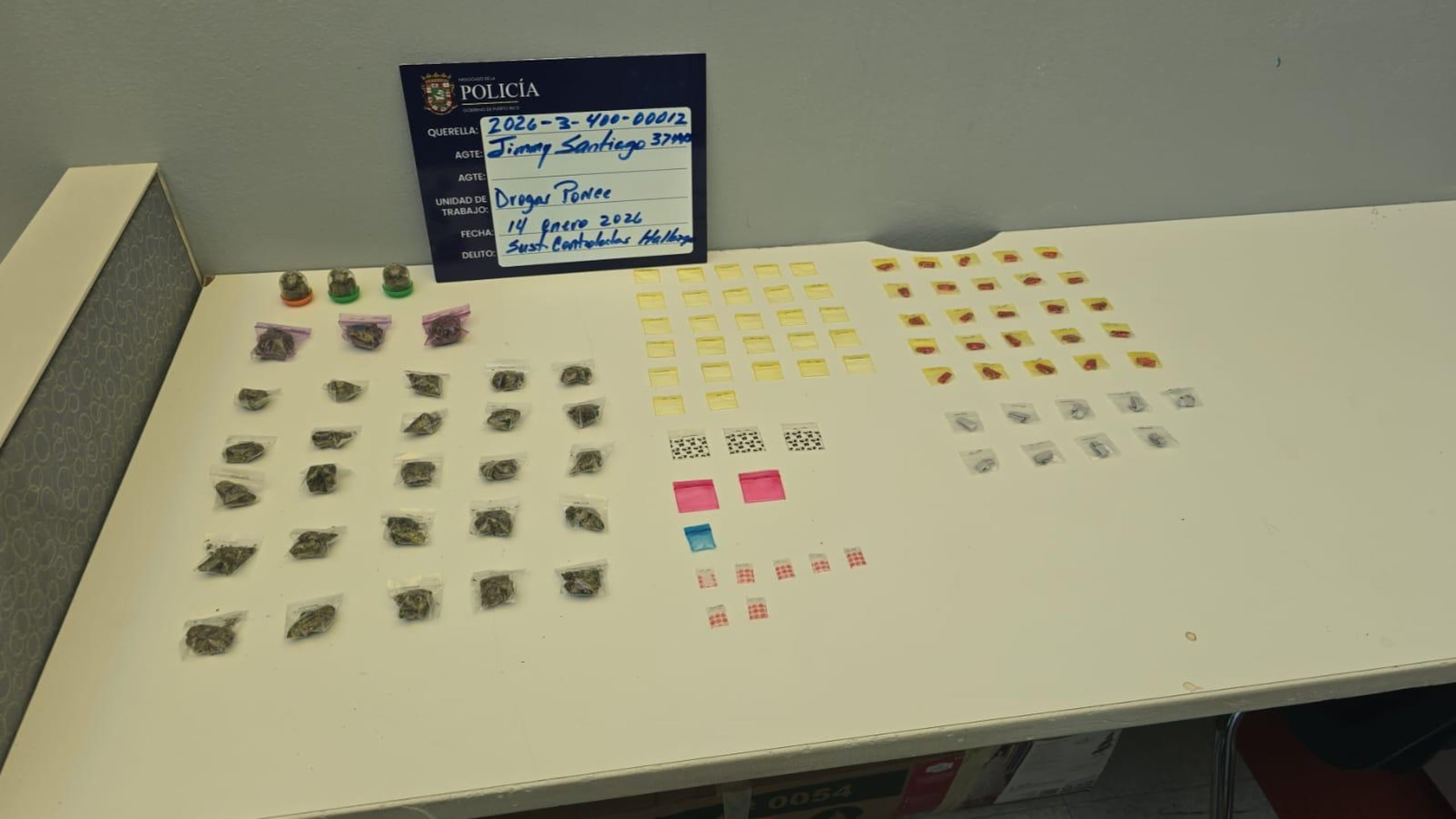 Sustancias controladas ocupadas en Ponce el 14 de enero de 2026.