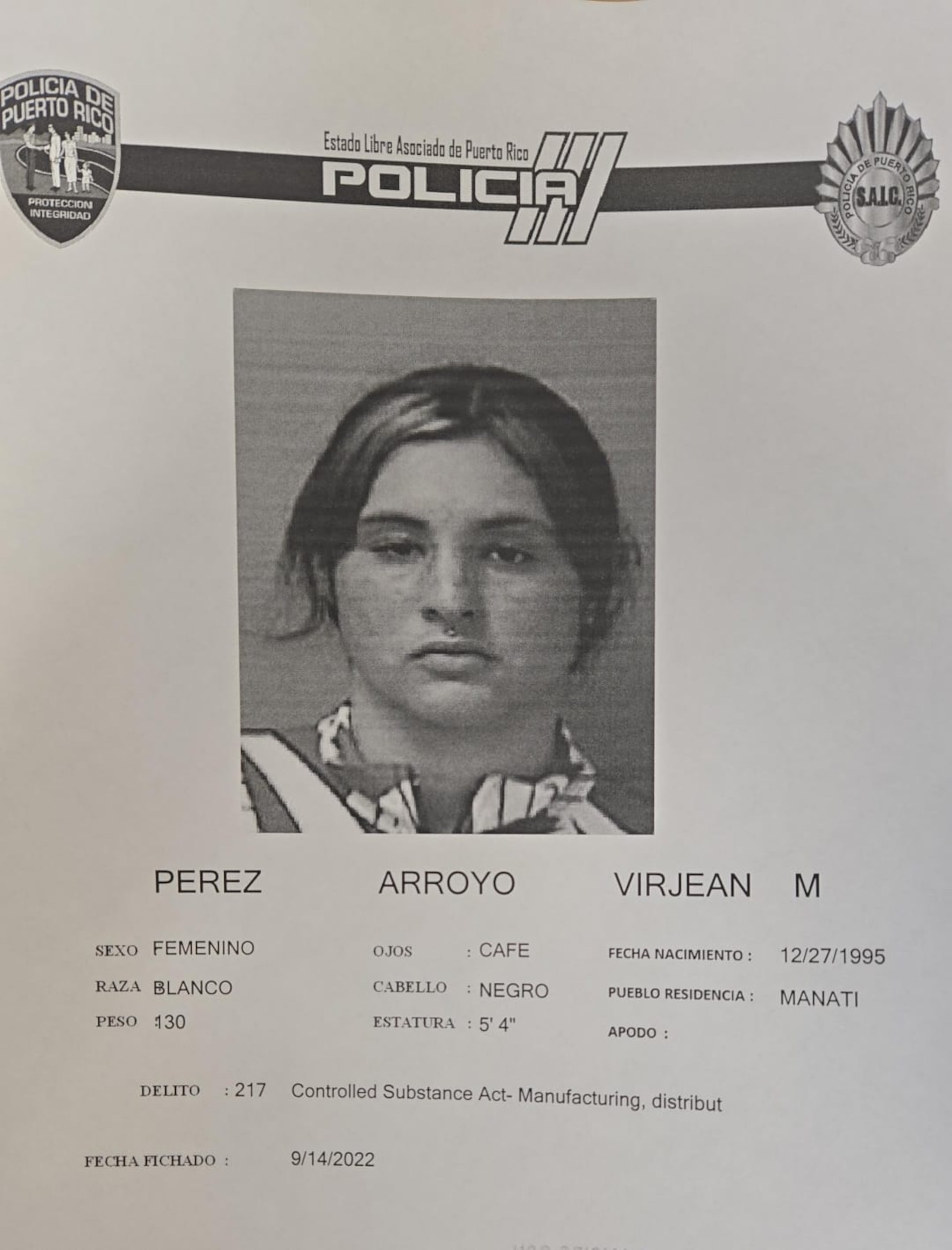 Ficha de mujer asesinda en Manatí