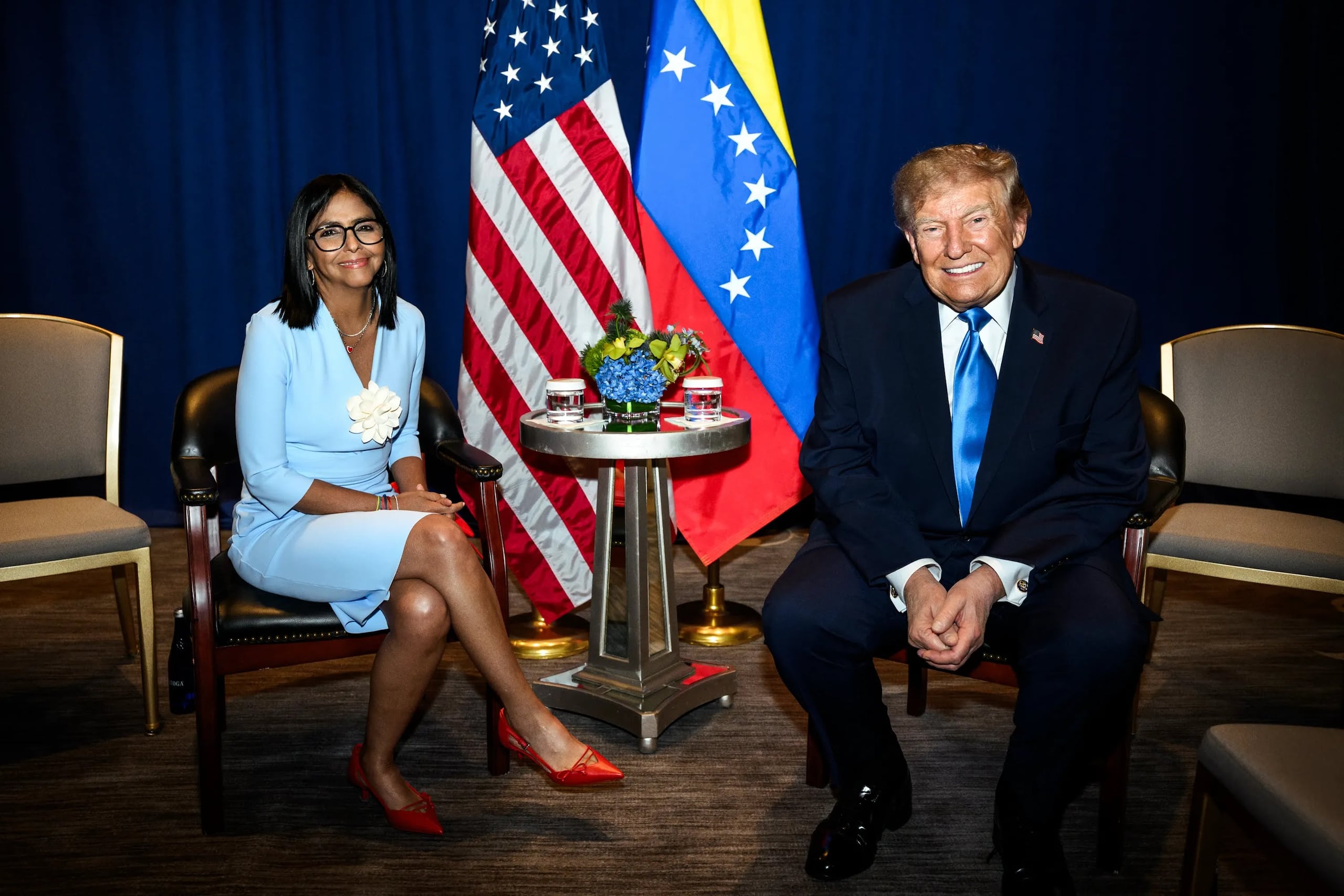 Donald Trump y Delcy Rodríguez.