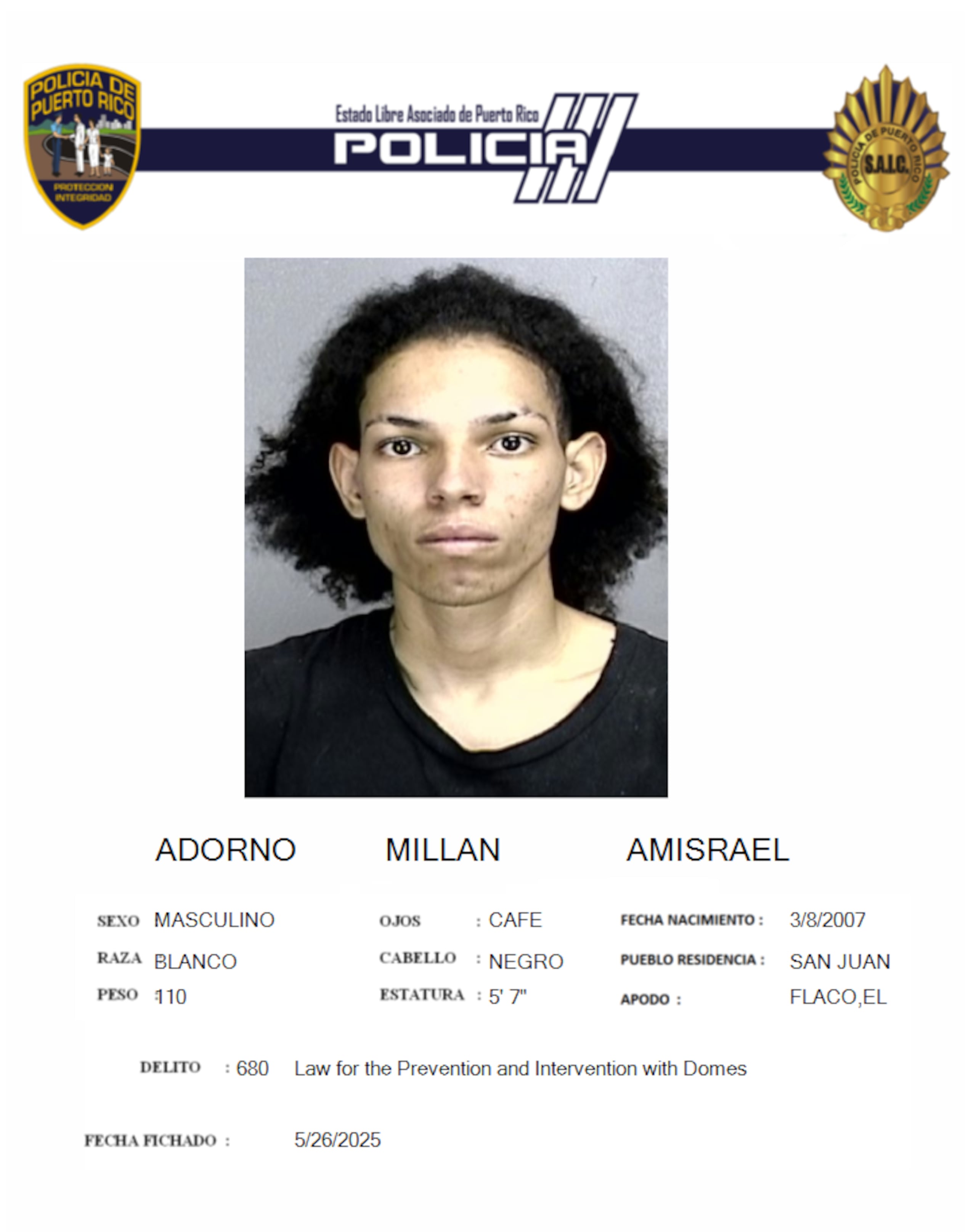 Amisrael Adorno Millán, enfrenta cargos por violencia doméstica.