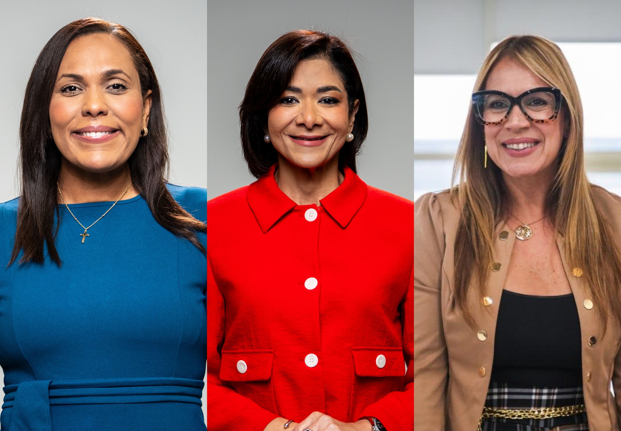 De izquierda a derecha, Rosachely Rivera, nominada a la sectretaría de Estado; Lourdes Gómez, nominada a Jusiticia; y María del Pilar Vélez, nominada al Trabajo.