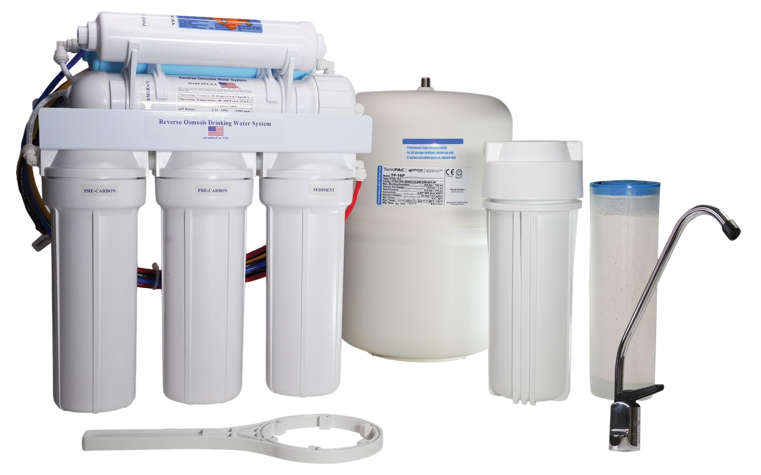 Este sistema de purificación de agua por ósmosis inversa consta de siete etapas de tratamiento.