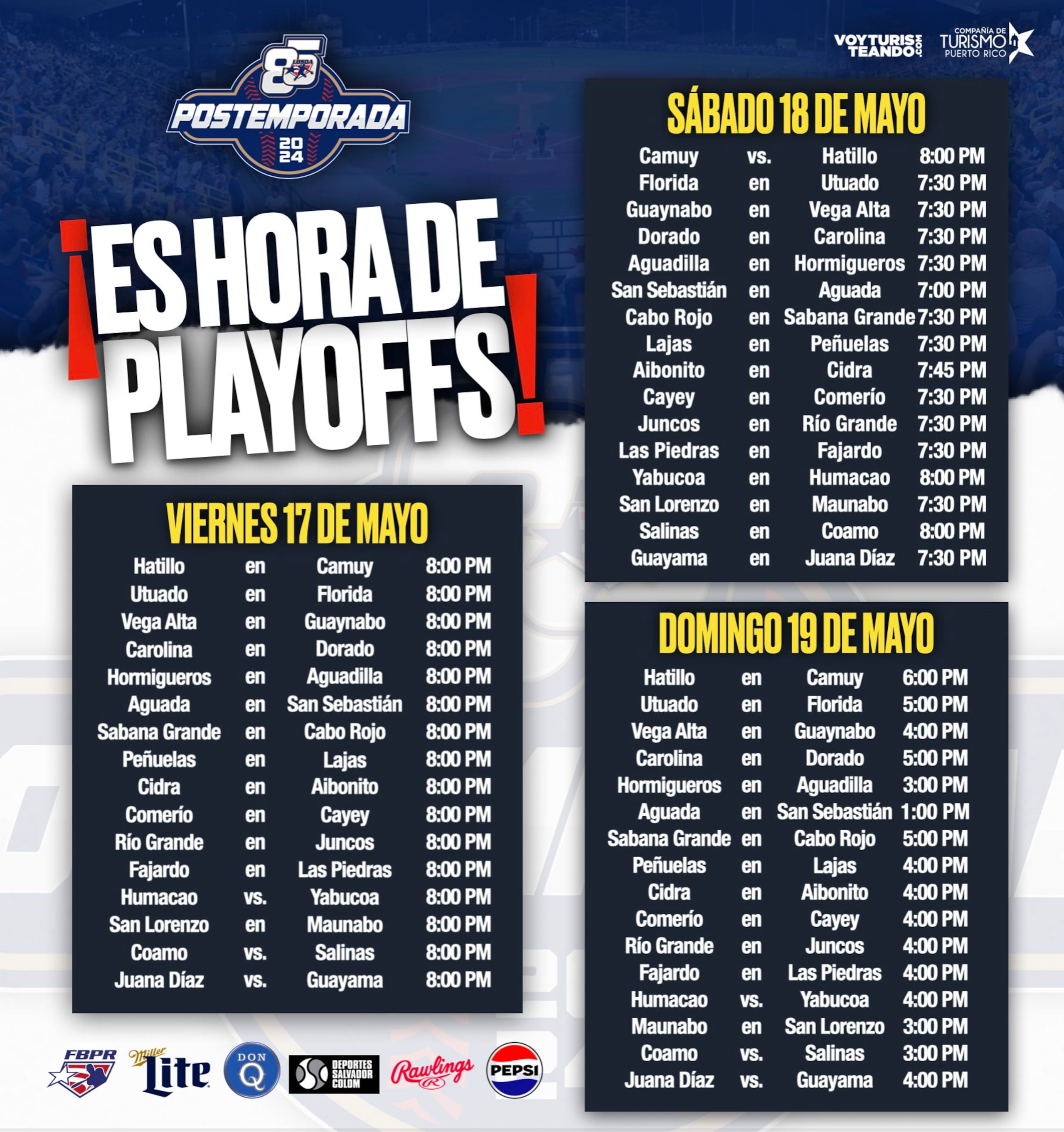 El primer fin de semana consistirá de tres partidos por equipo.