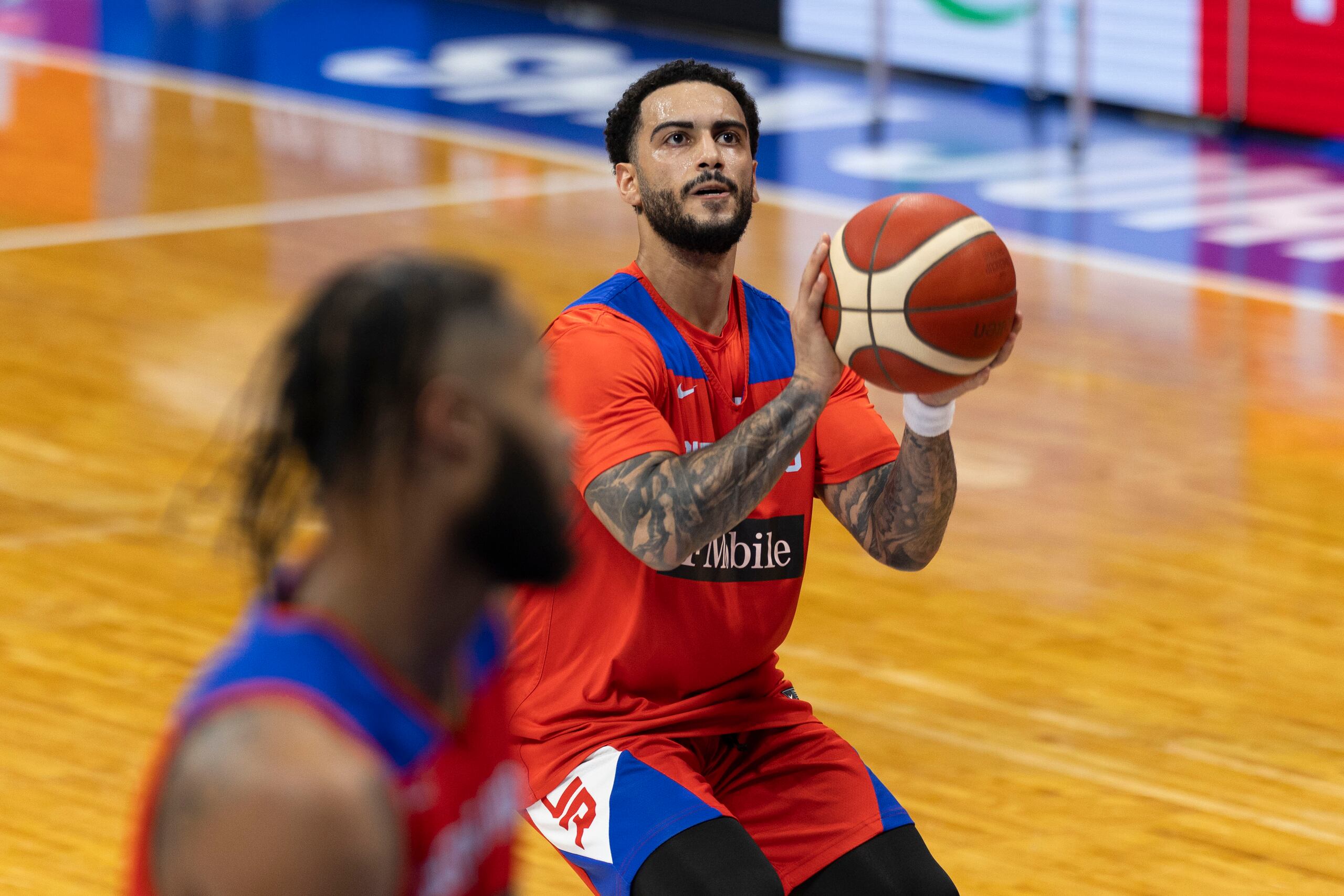 Markus Howard durante una práctico del Equipo Nacional en el Coliseo Roberto Clemente antes de la tercera y última ventana clasificatoria al AmeriCup 2025.