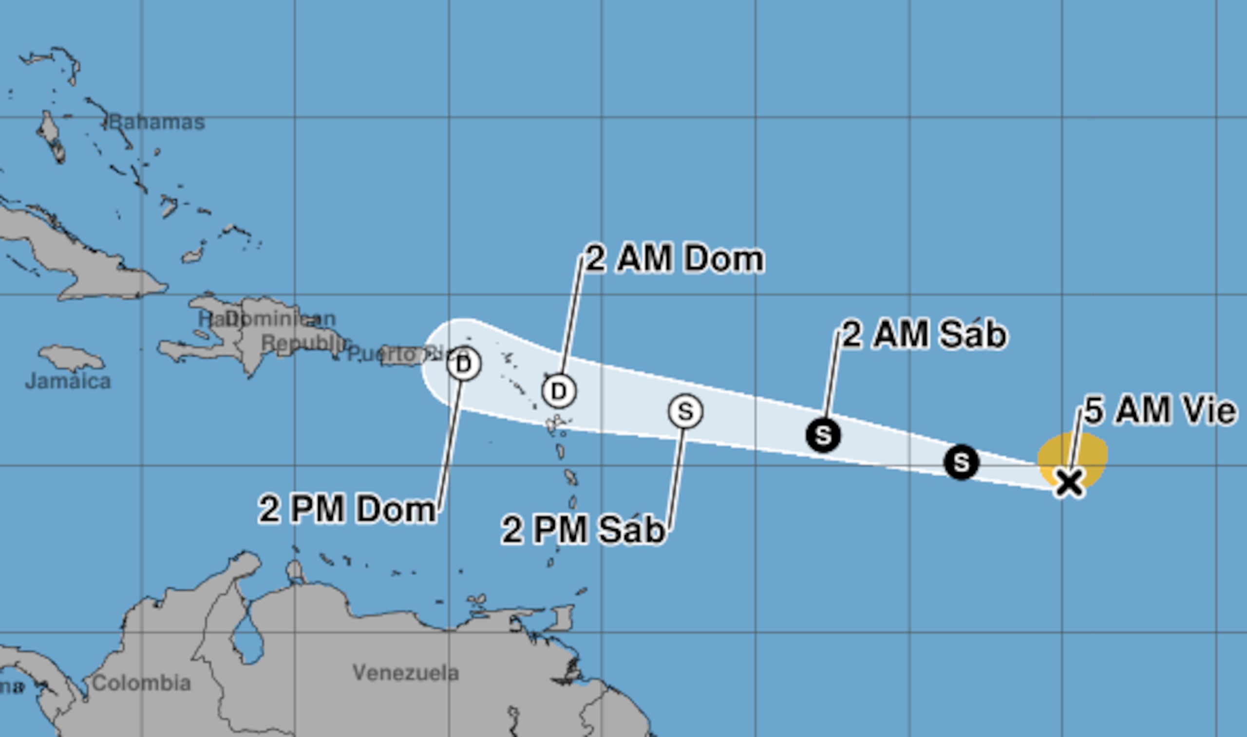 Se espera que Dolly mantenga este movimiento durante los próximos dos días y que se acerque a las Islas de Sotavento durante el fin de semana.