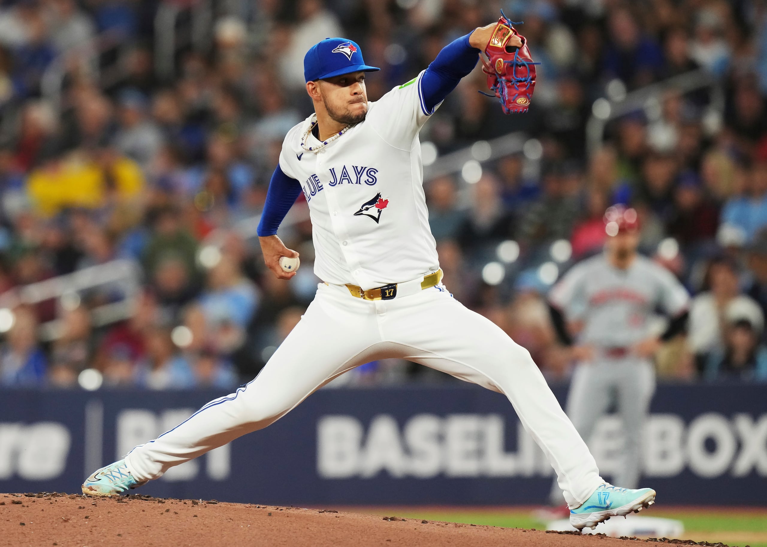 El puertorriqueño José Berríos, de los Blue Jays de Toronto, ante los Reds de Cincinnati.