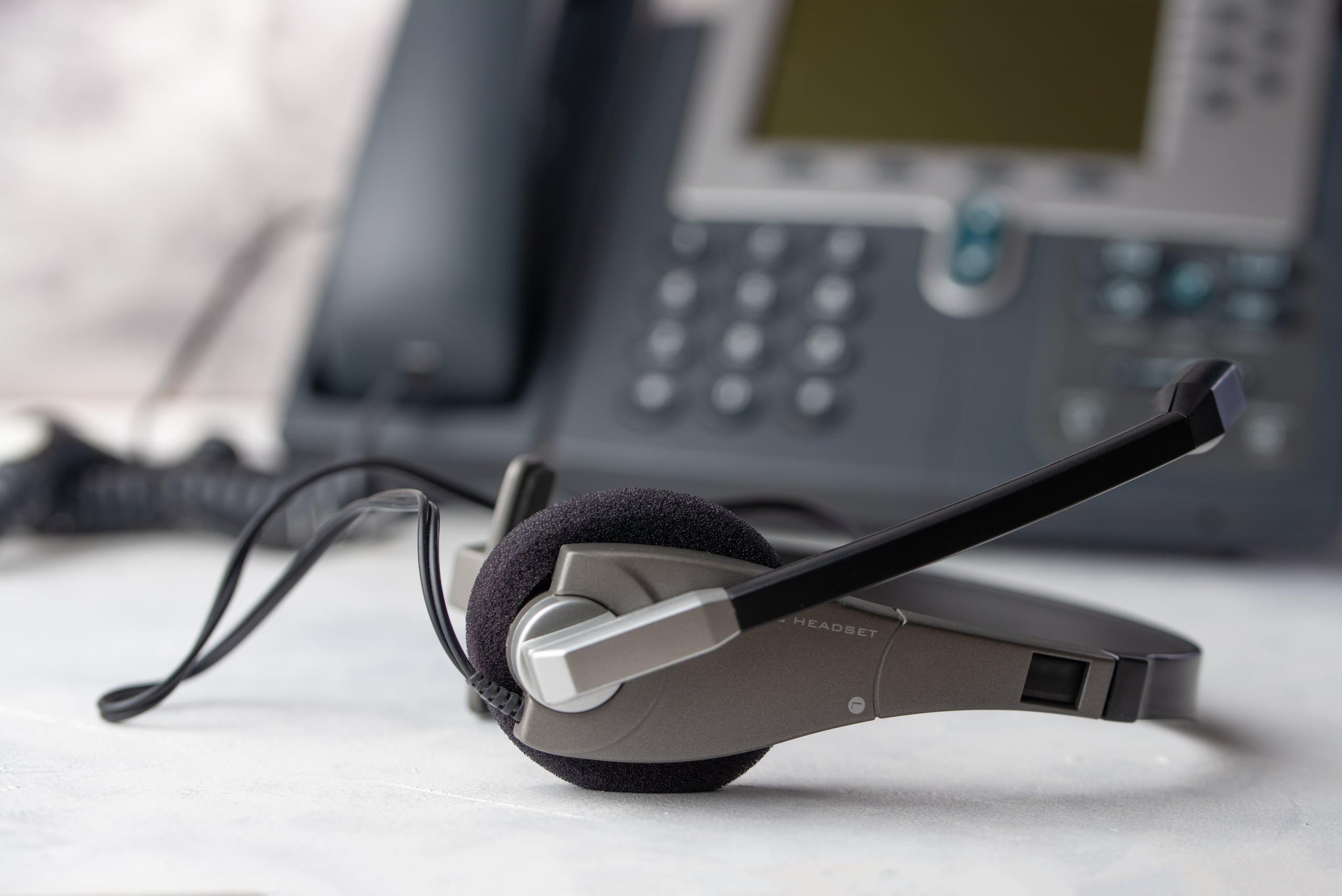 Teléfono de un call center.