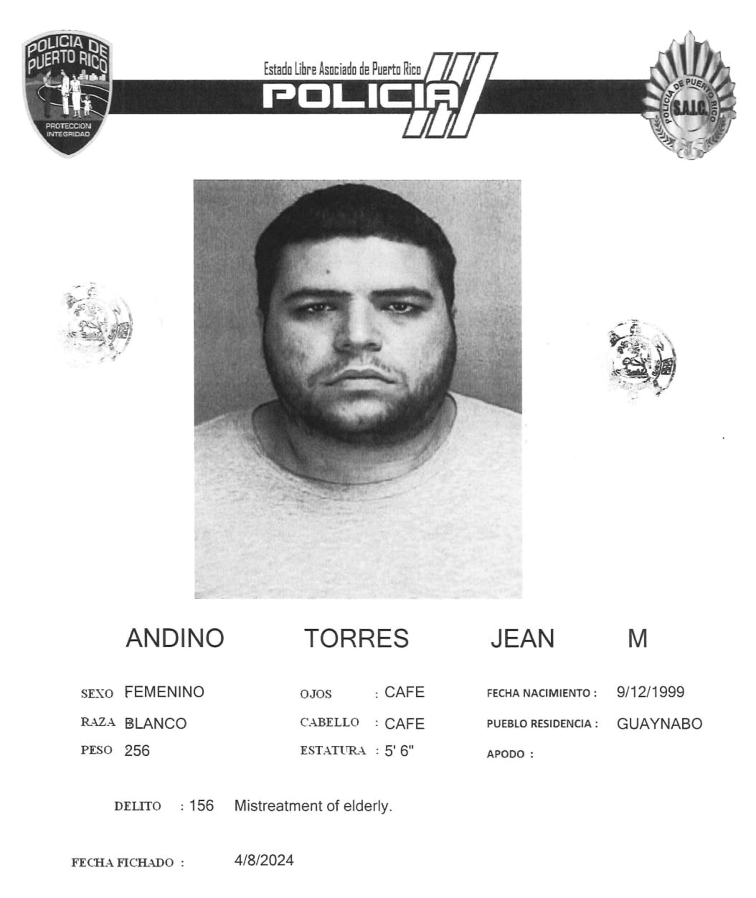 Jean M, Andino Torres fue acusado por agredir a su abuela, a quien le ocasionó una fractura y a su progenitora.