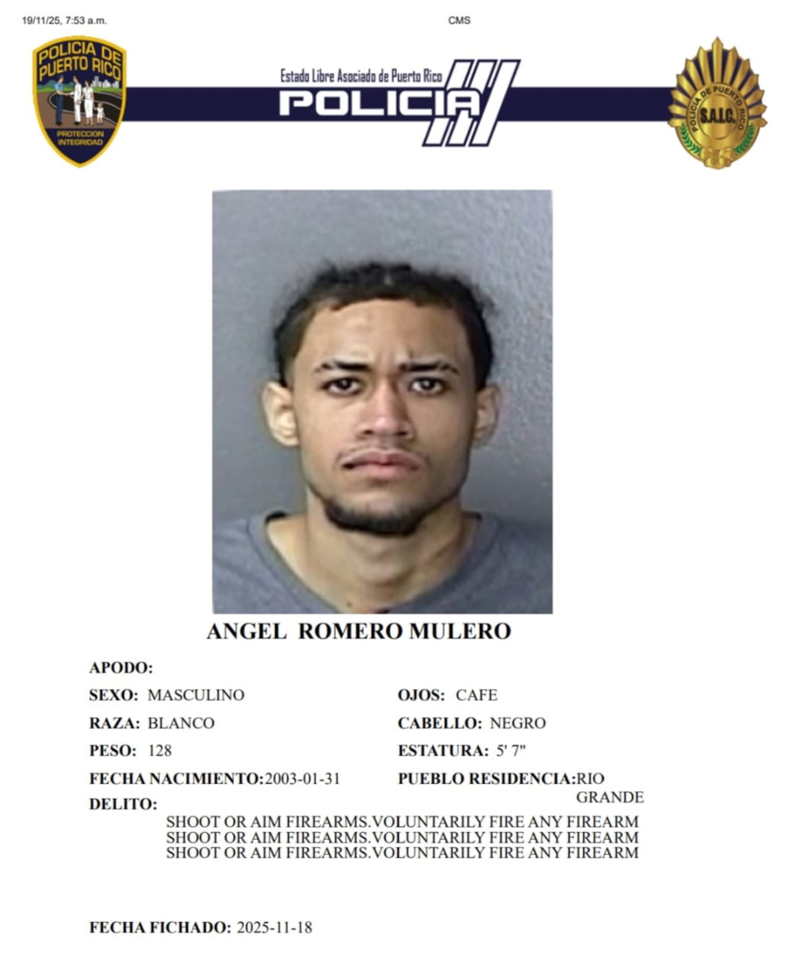 Ángel Romero Mulero fue encarcelado en el Complejo Correccional de Bayamón al no prestar la fianza de $180,000.