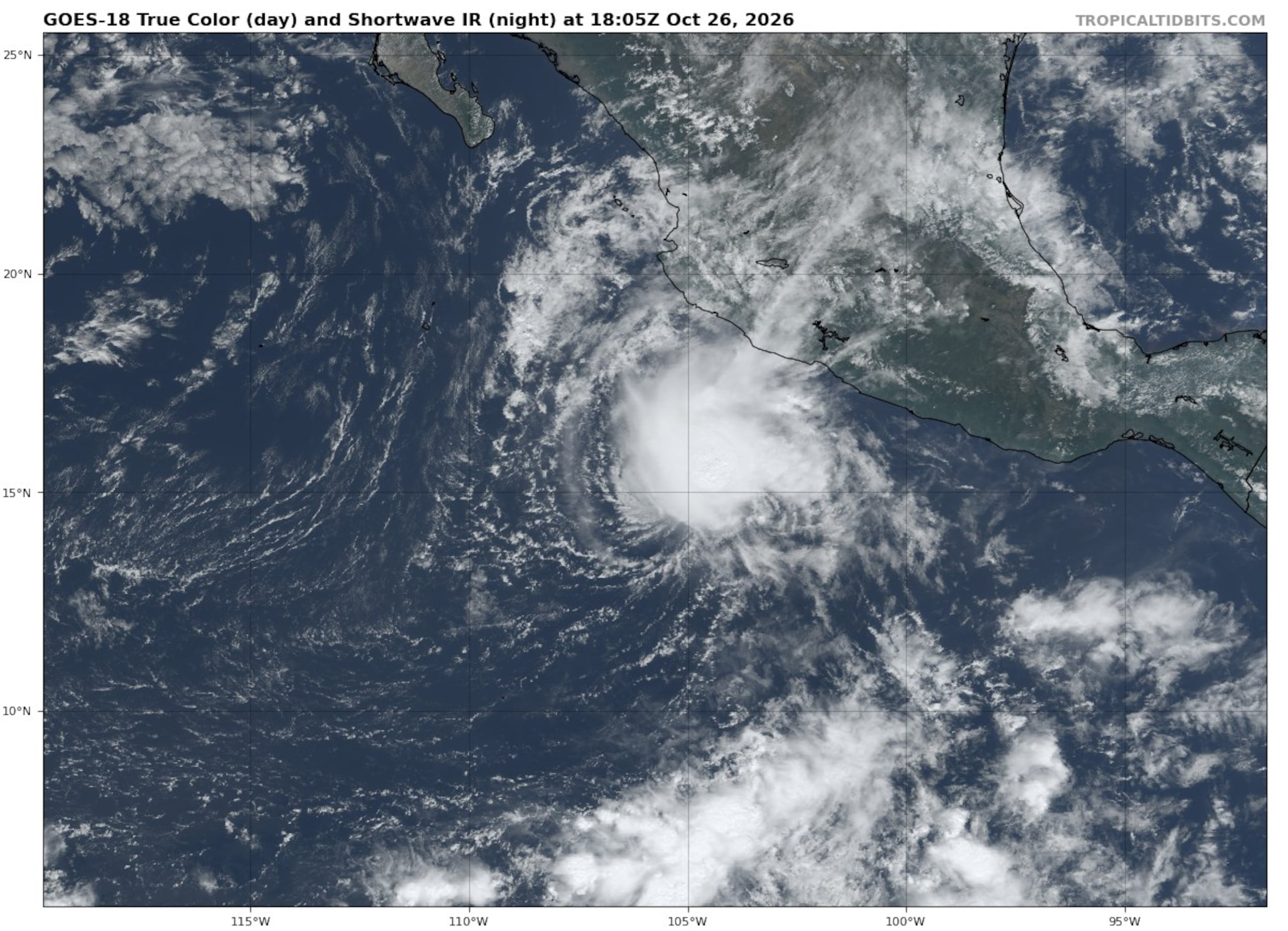 La ahora tormenta tropical Vance. (NOAA)