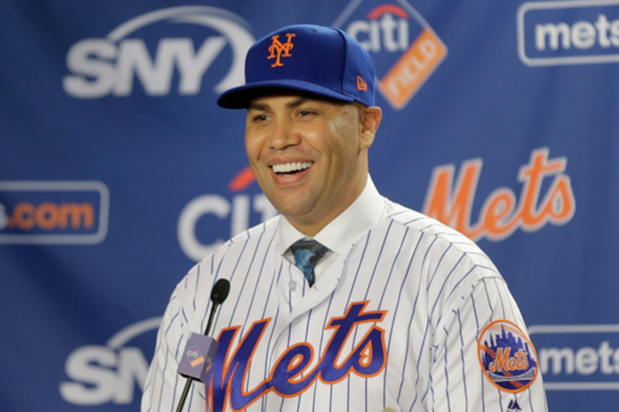 Carlos Beltrán con el uniforme de los Mets de Nueva York.