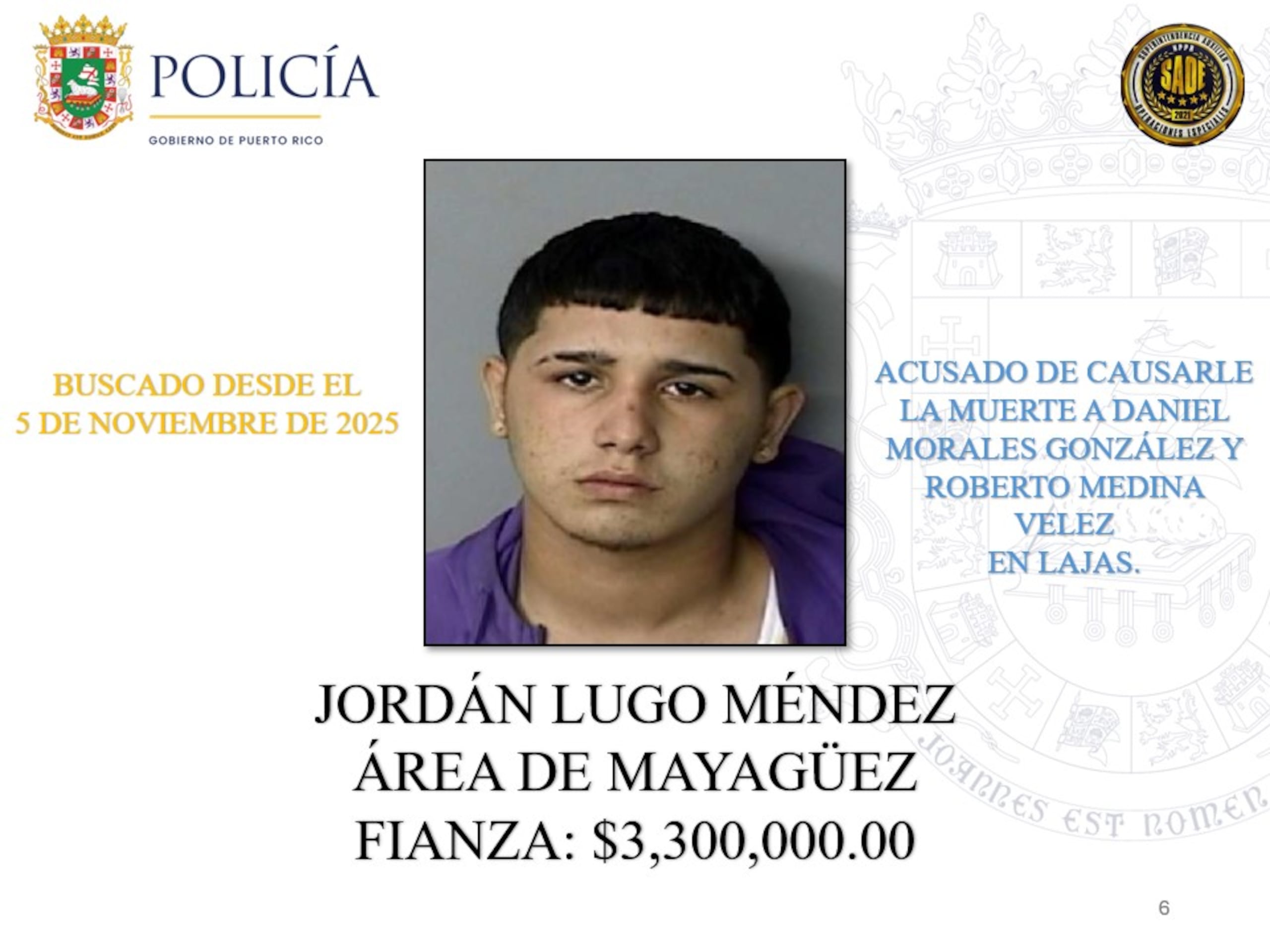 Jordan Lugo Méndez | La Policía de Puerto Rico exhorta a la ciudadanía a colaborar con las autoridades para lograr la captura de 25 individuos que permanecen prófugos de la justicia y contra quienes pesan órdenes de arresto por delitos de asesinato ocurridos en distintos municipios de la Isla.
Estos individuos son considerados de alta peligrosidad y son buscados por hechos que han cobrado la vida de múltiples víctimas. Algunos de ellos han evadido la justicia durante años, mientras que otros enfrentan acusaciones recientes por asesinatos cometidos durante el presente año.