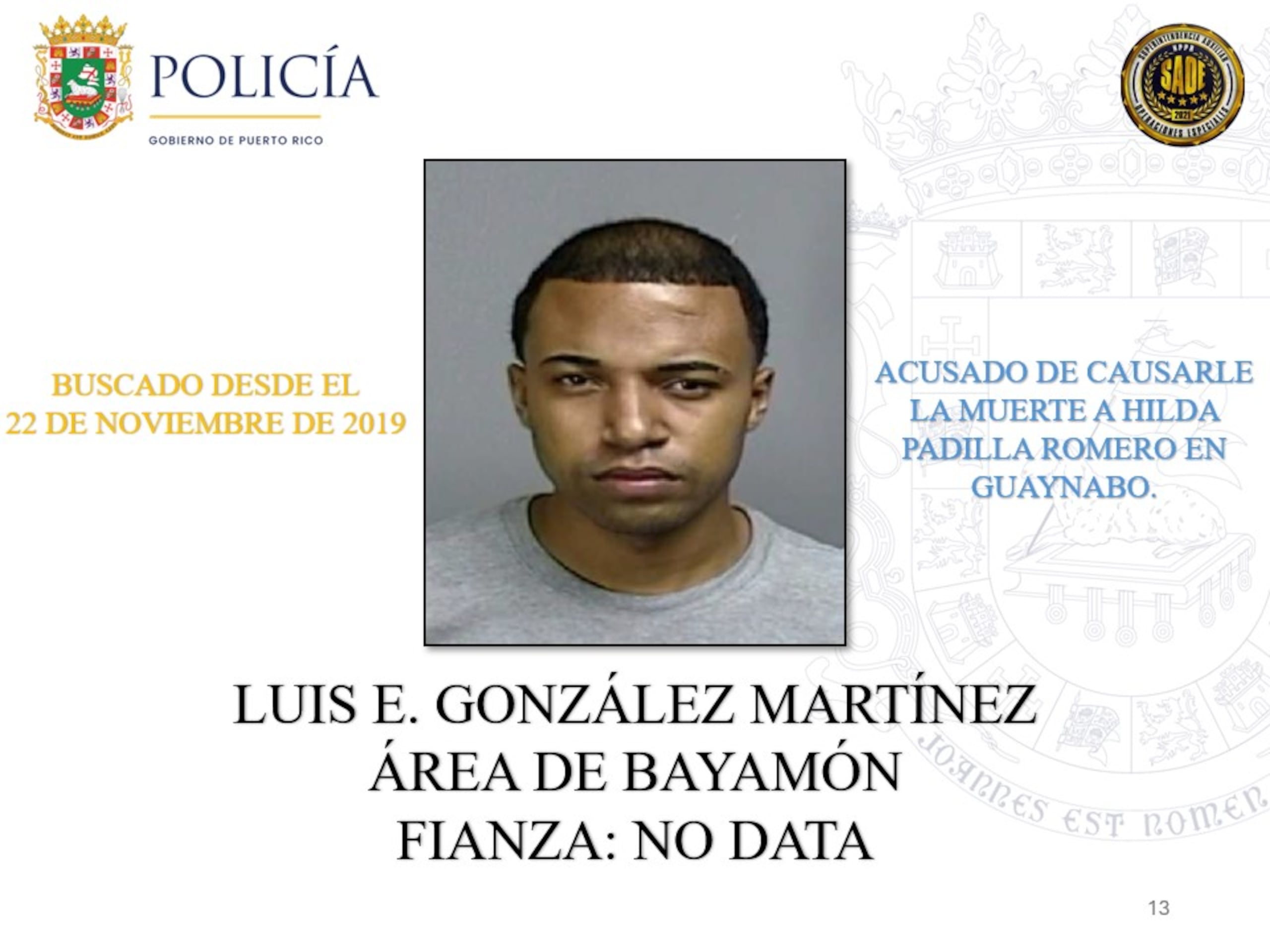 Luis E. González Martínez | La Policía de Puerto Rico exhorta a la ciudadanía a colaborar con las autoridades para lograr la captura de 25 individuos que permanecen prófugos de la justicia y contra quienes pesan órdenes de arresto por delitos de asesinato ocurridos en distintos municipios de la Isla.
Estos individuos son considerados de alta peligrosidad y son buscados por hechos que han cobrado la vida de múltiples víctimas. Algunos de ellos han evadido la justicia durante años, mientras que otros enfrentan acusaciones recientes por asesinatos cometidos durante el presente año.