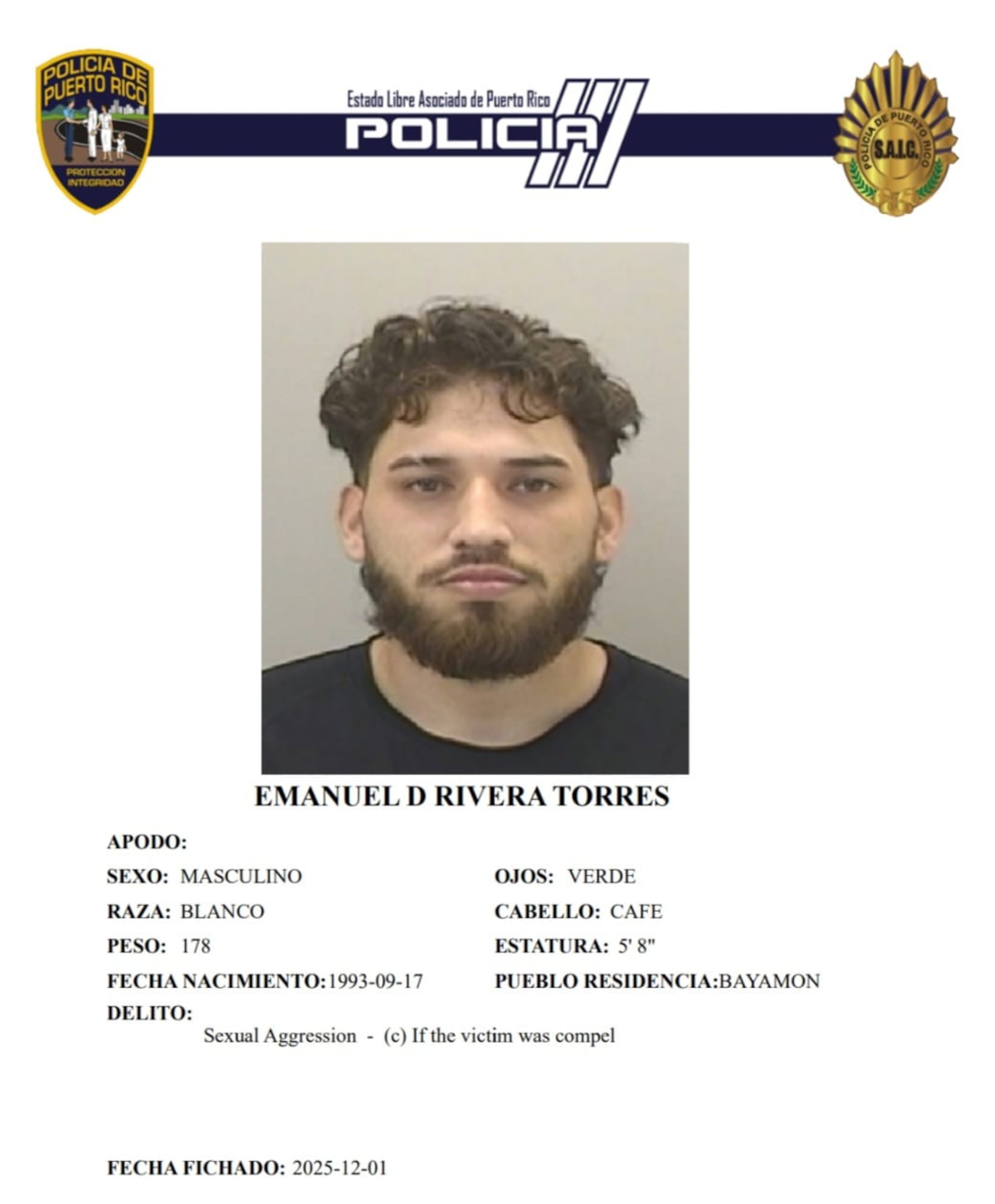 Emanuel D. Rivera Torres, enfrenta un cargo por agresión sexual, por hechos ocurridos en El Morro.