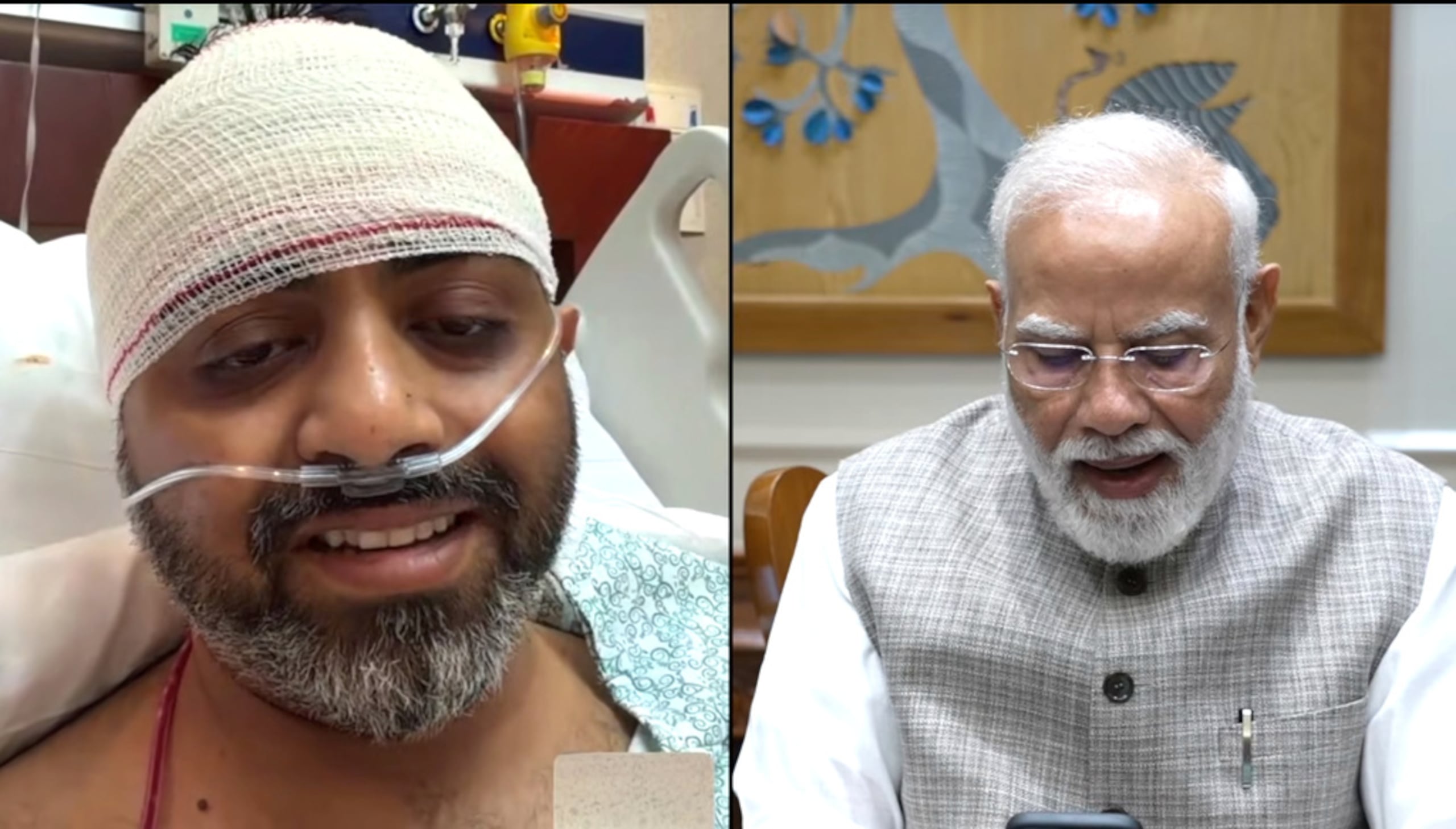 Esta captura de pantalla del canal de YouTube de Narendra Modi muestra al primer ministro de India, Narendra Modi, conversando con el capitán Smit Machchhar, piloto de FlyDubai, el viernes, 2 de octubre de 2026.