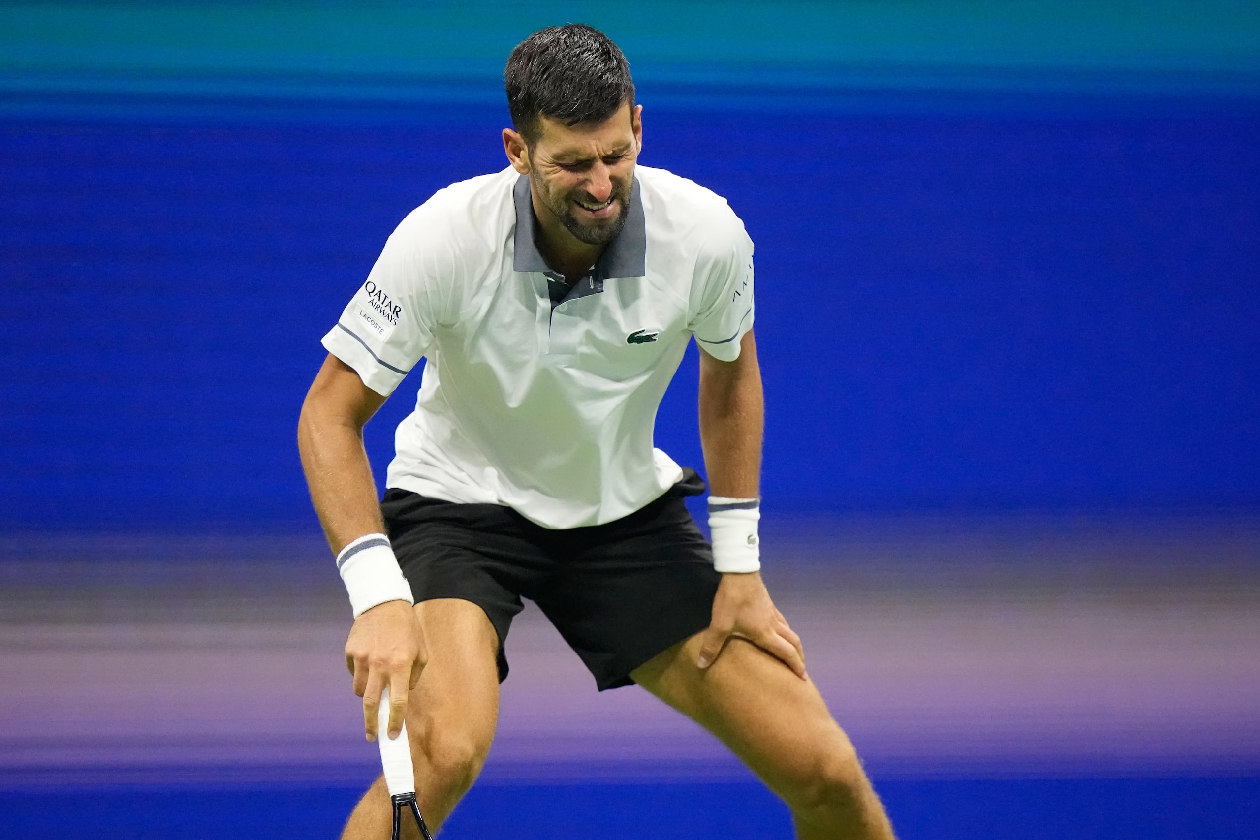 Novak Djokovic reacciona durante el partido contra Mariano Navone.