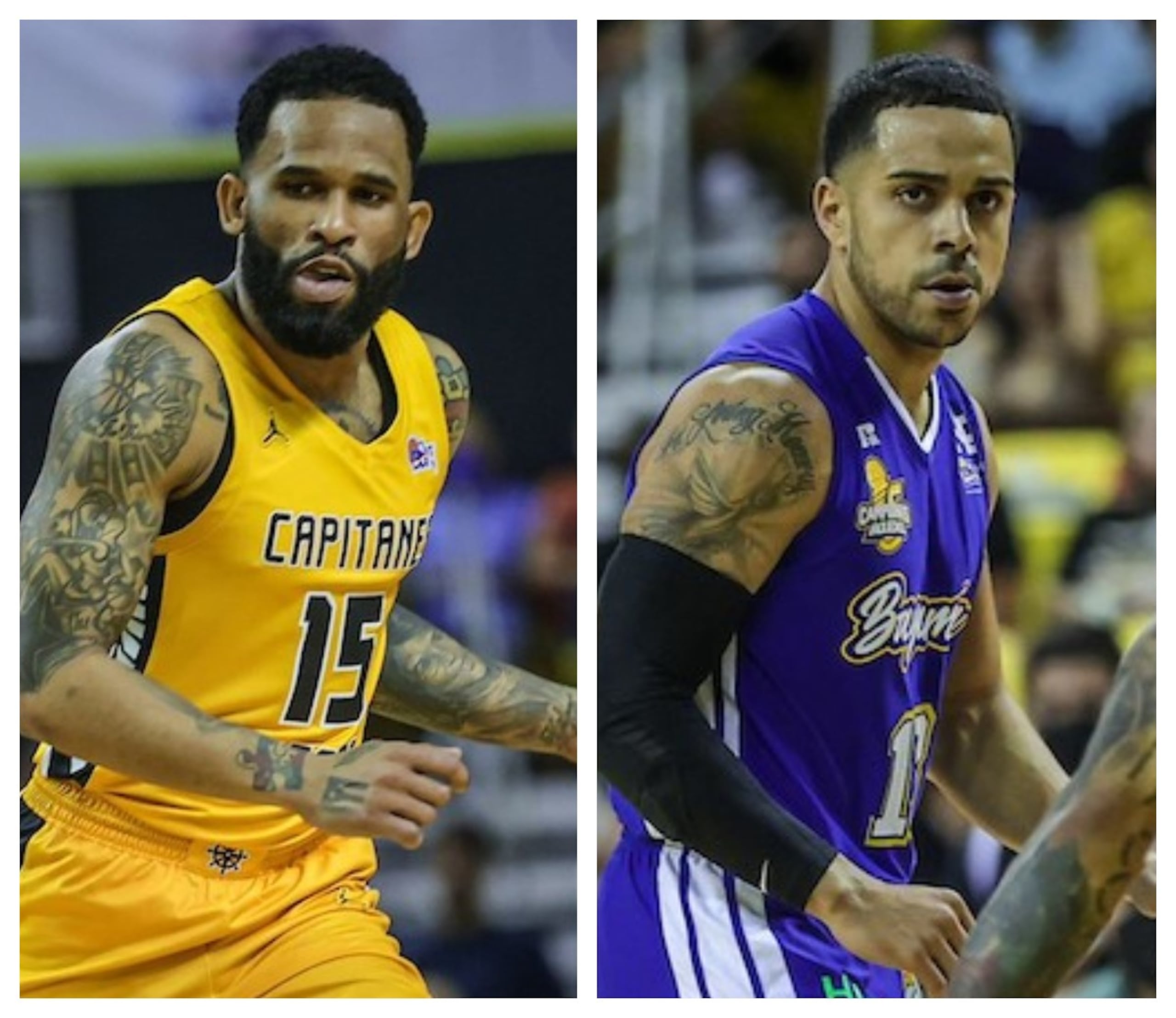 Walter Hodge Jr. y Angel Rodríguez mientras militaban con los Capitanes de Arecibo y los Vaqueros de Bayamón.