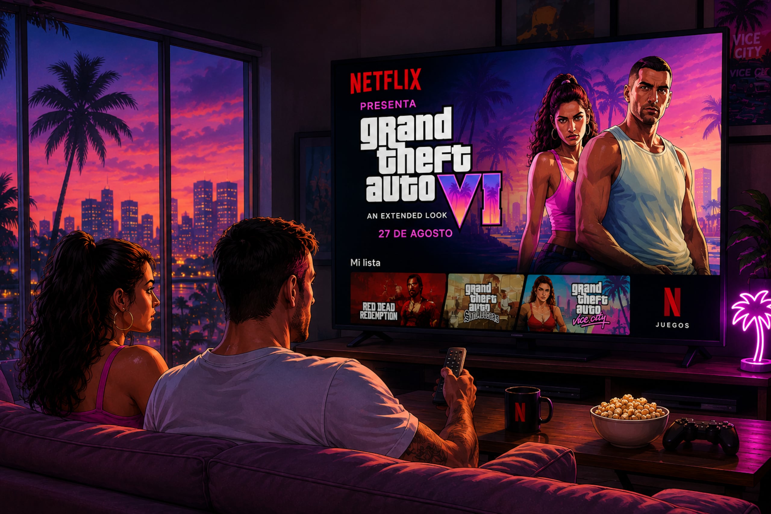 El 27 de agosto, Rockstar presentará Grand Theft Auto VI: An Extended Look, una presentación especial dedicada a GTA VI que se transmitirá primero por Netflix.
