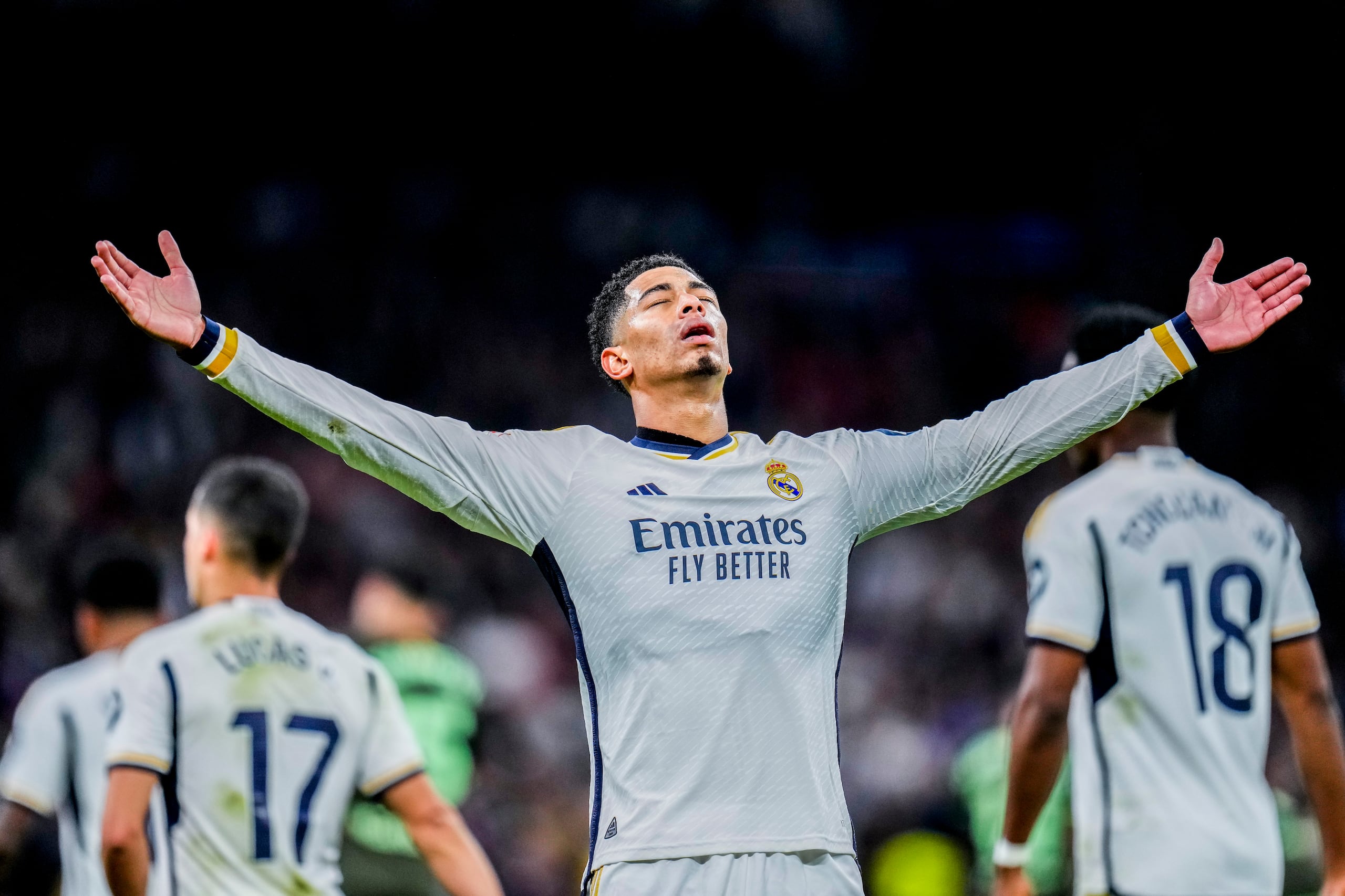 Jude Bellingham, del Real Madrid, celebra un gol ante el Girona en La Liga española.