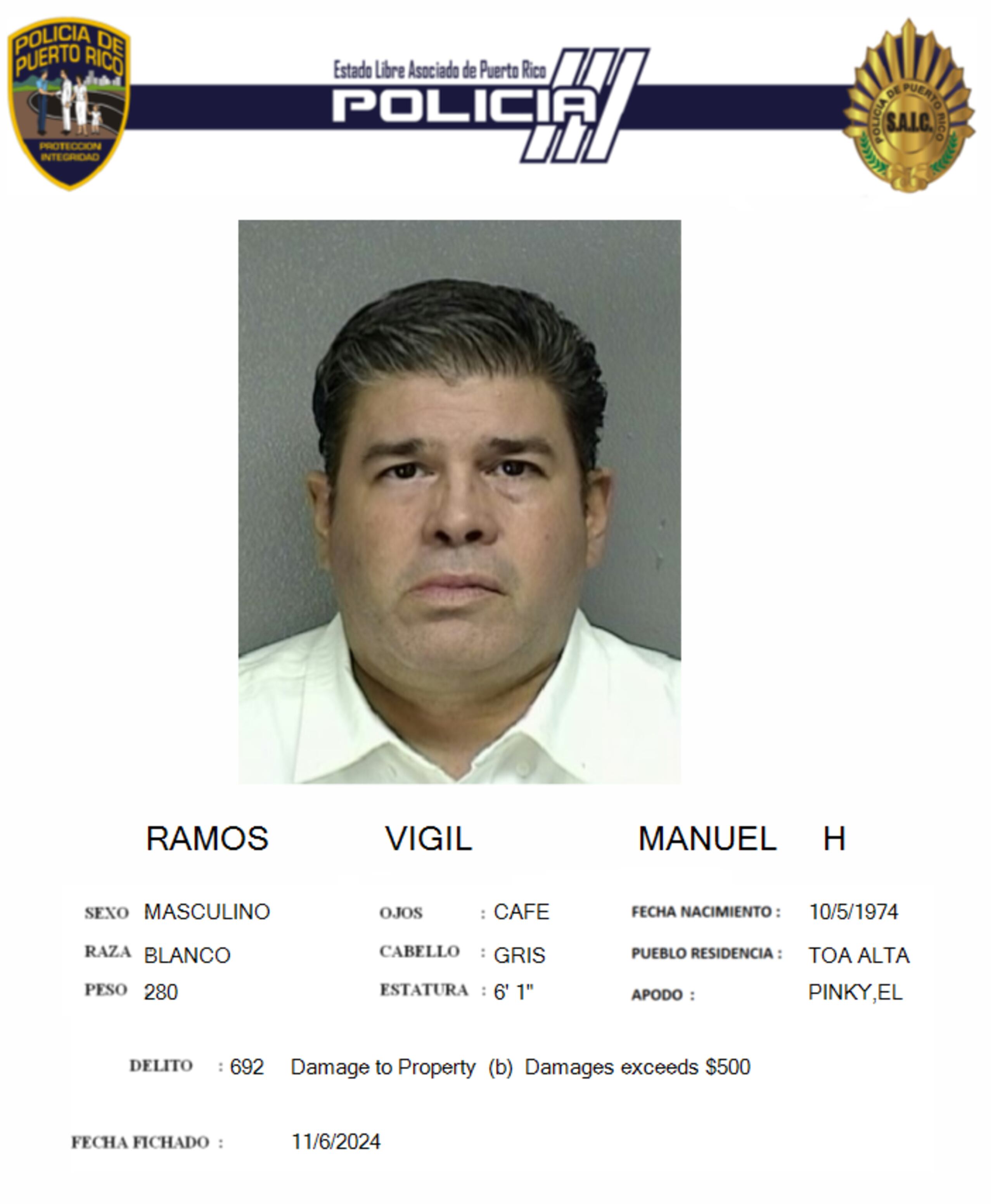Manuel H. Ramos Vigil, enfrenta cargos por incendio agravado en un hospital y daños graves.
