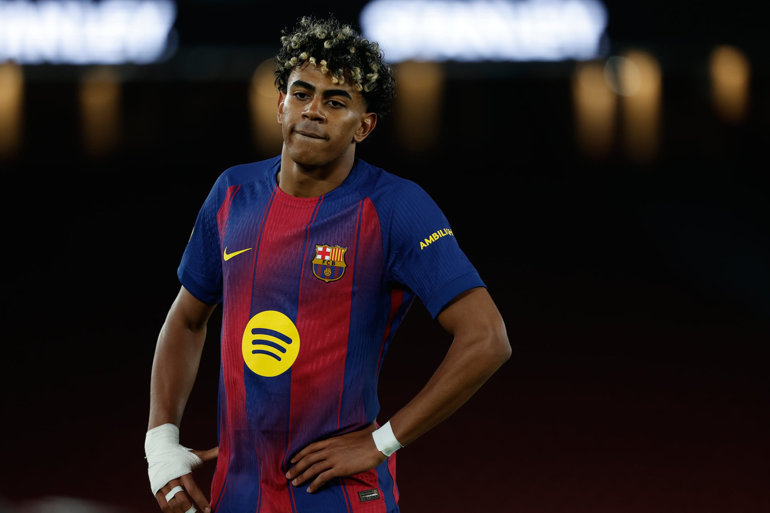 Lamine Yamal, del Barcelona, durante la vuelta de la semifinal de la Copa del Rey contra el Atlético de Madrid.