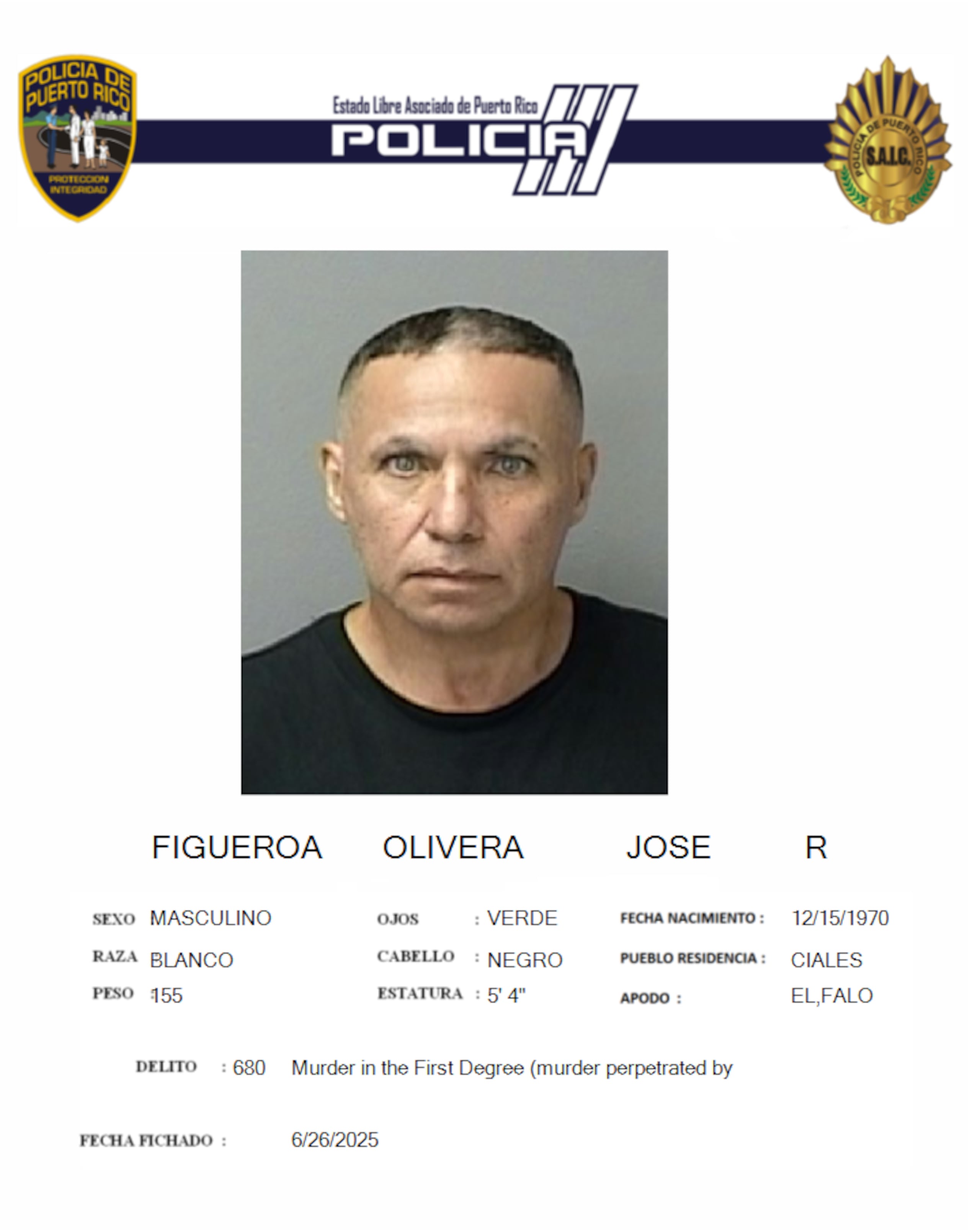 La vista preliminar contra Figueroa Olivera fue pautada para el 10 de julio.