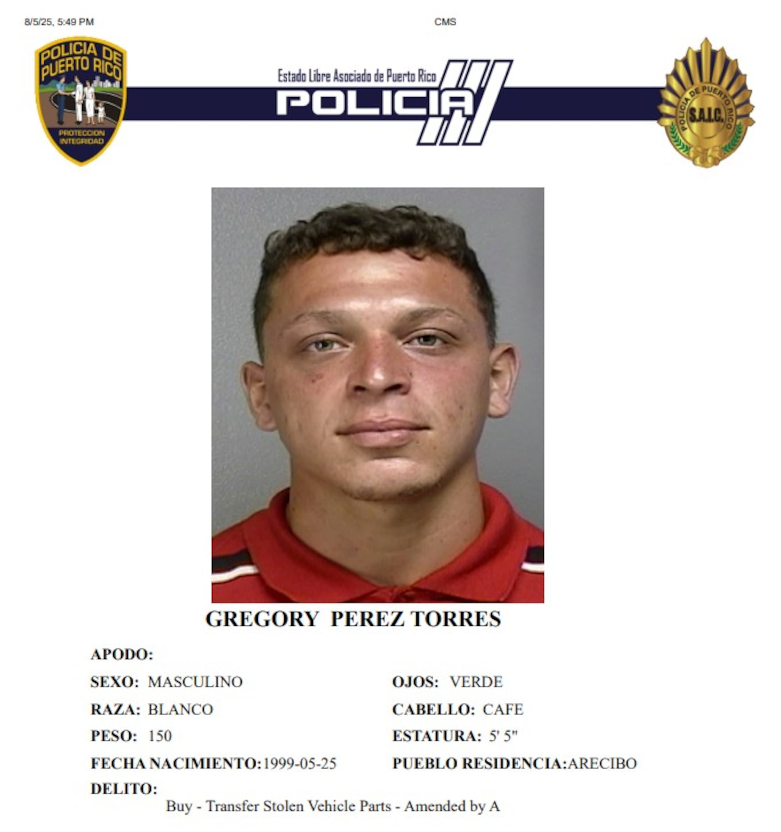 Una de las víctimas fue identificada como Gregory Pérez Torres, de 27 años.