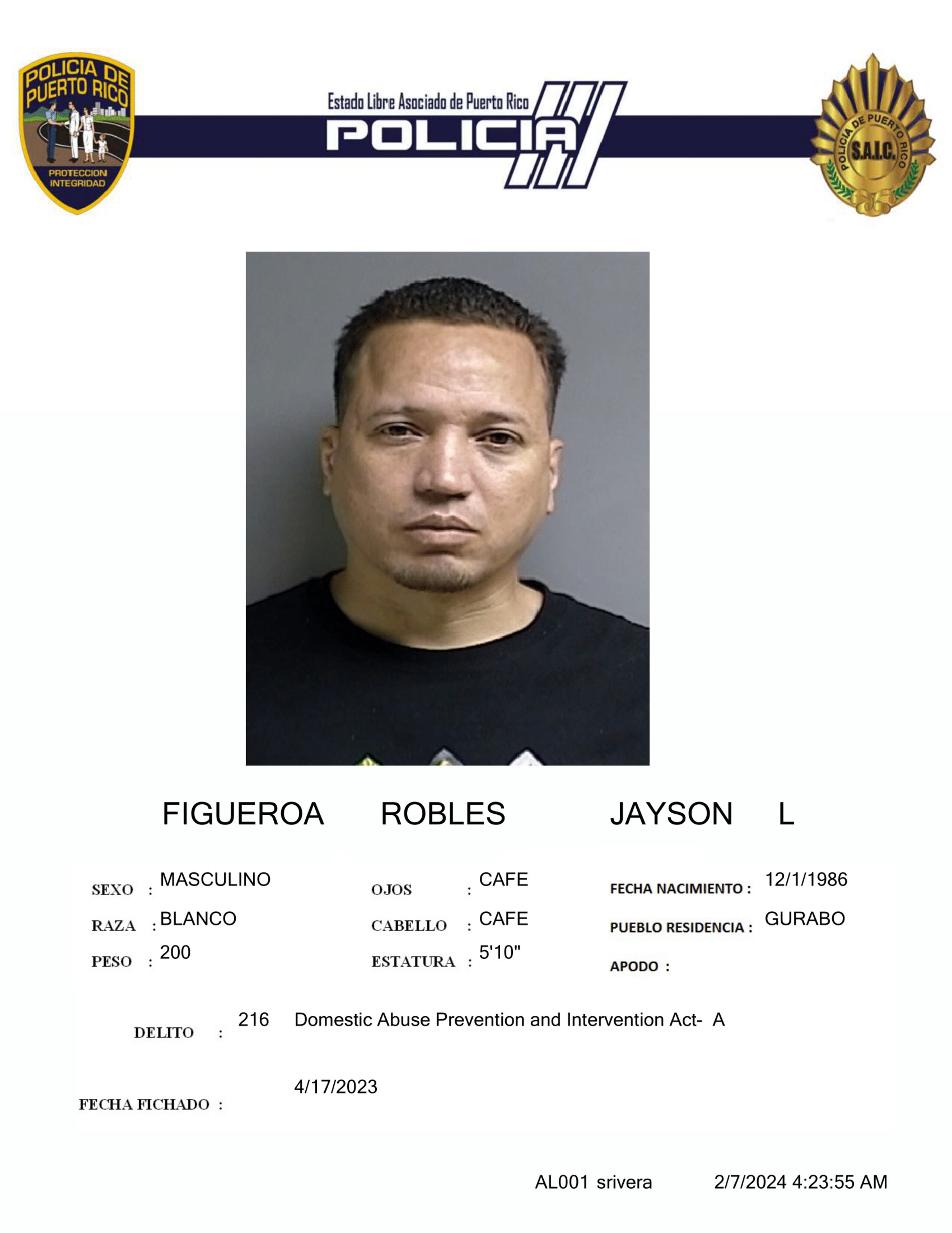 Jayson L. Figueroa Robles fue identificado como uno de los occisos.