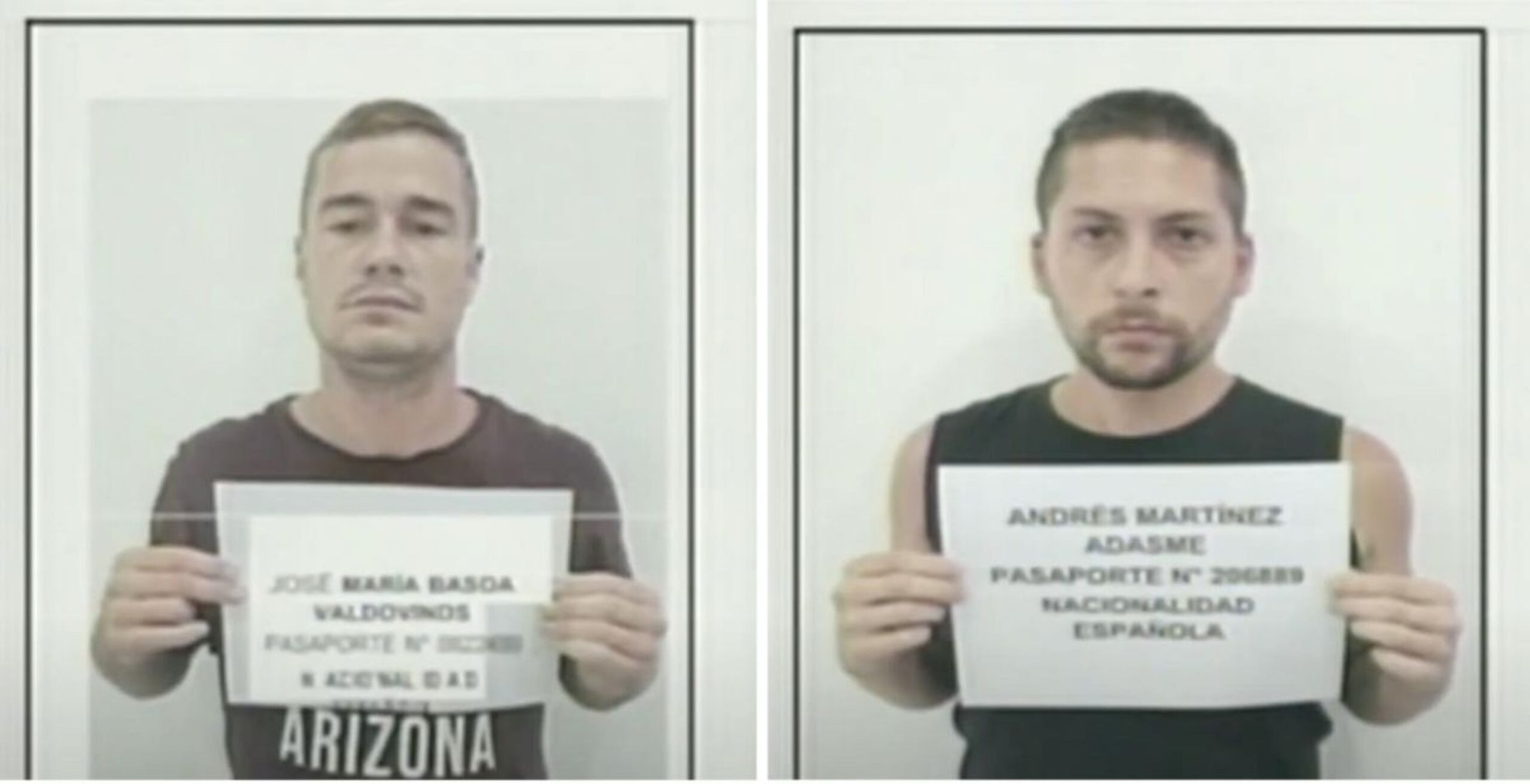 Los ciudadanos españoles arrestados de izquierda a derecha: José María Basoa y Andrés Martínez Adasne.