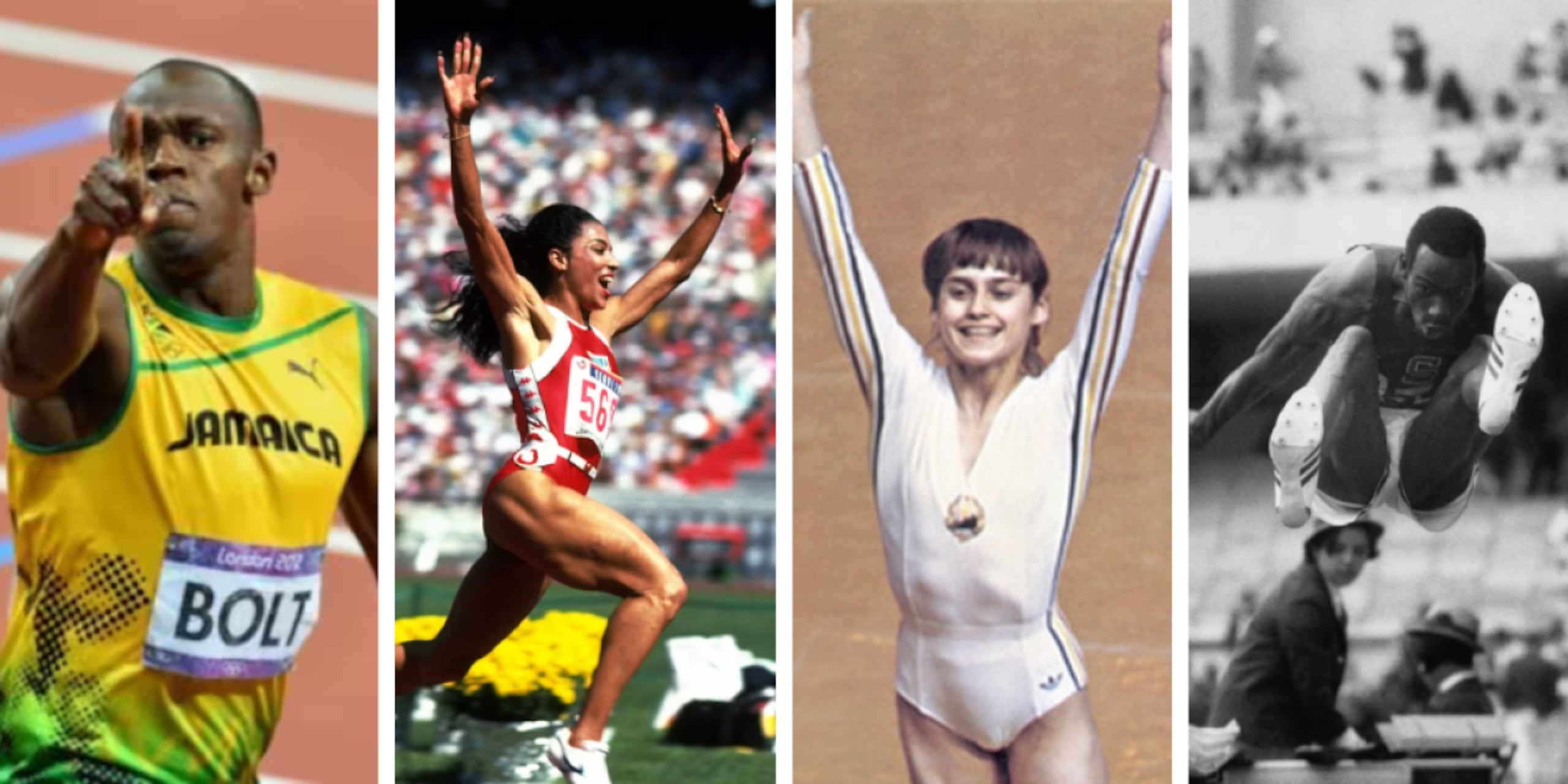 Los atletas más rápidos en la historia, la primera rutina perfecta de gimnasia y el salto más alto.