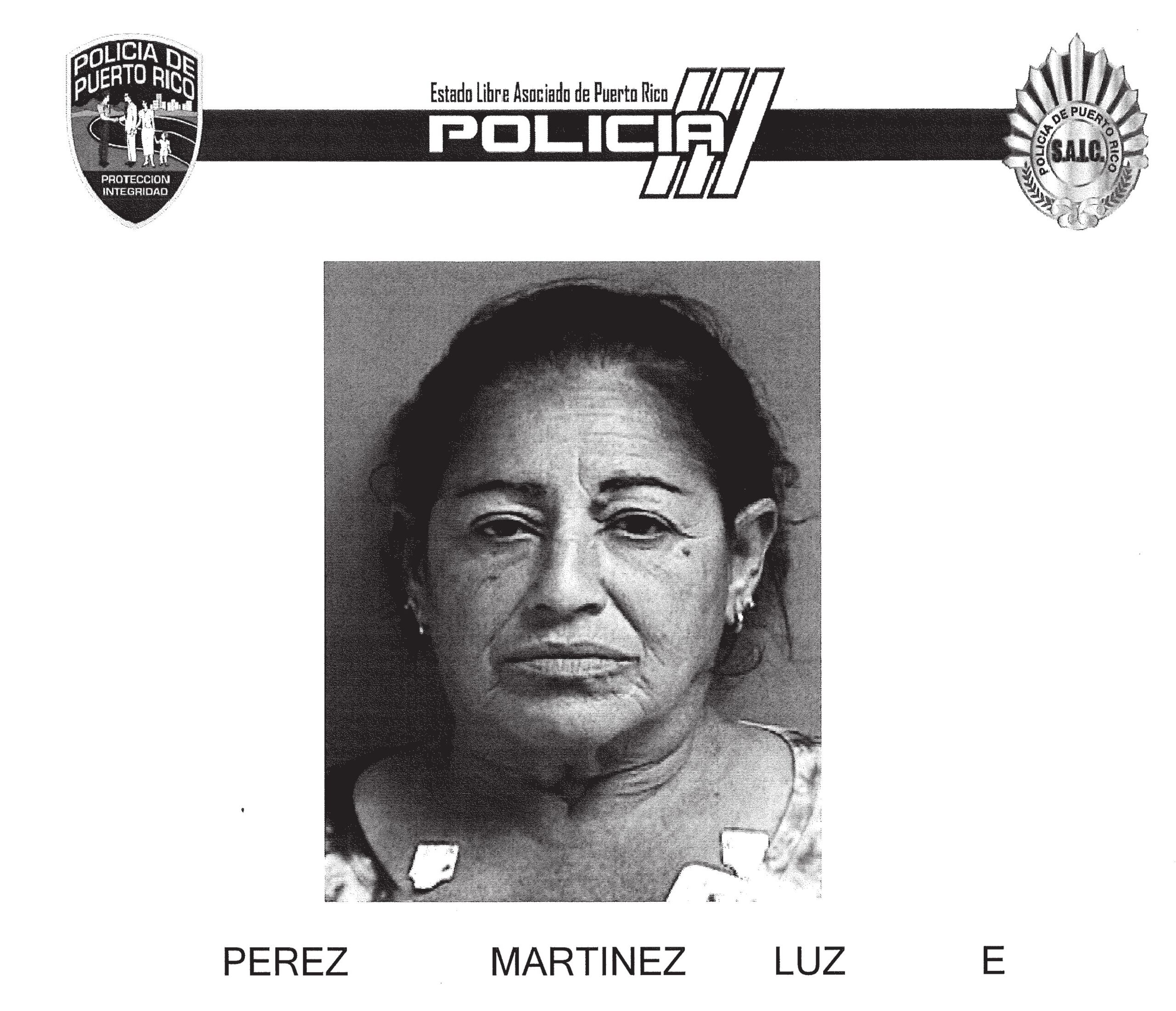 Ficha de Luz Migdalia Pérez Martínez suministrada por el Negociado de la Policía.