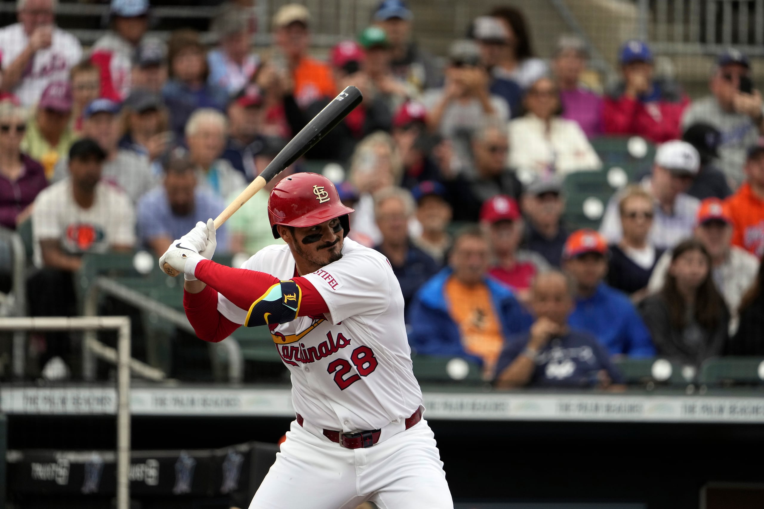 Nolan Arenado aparece aquí en un turno de pretemporada en un previo partido ante los Mets de Nueva York.