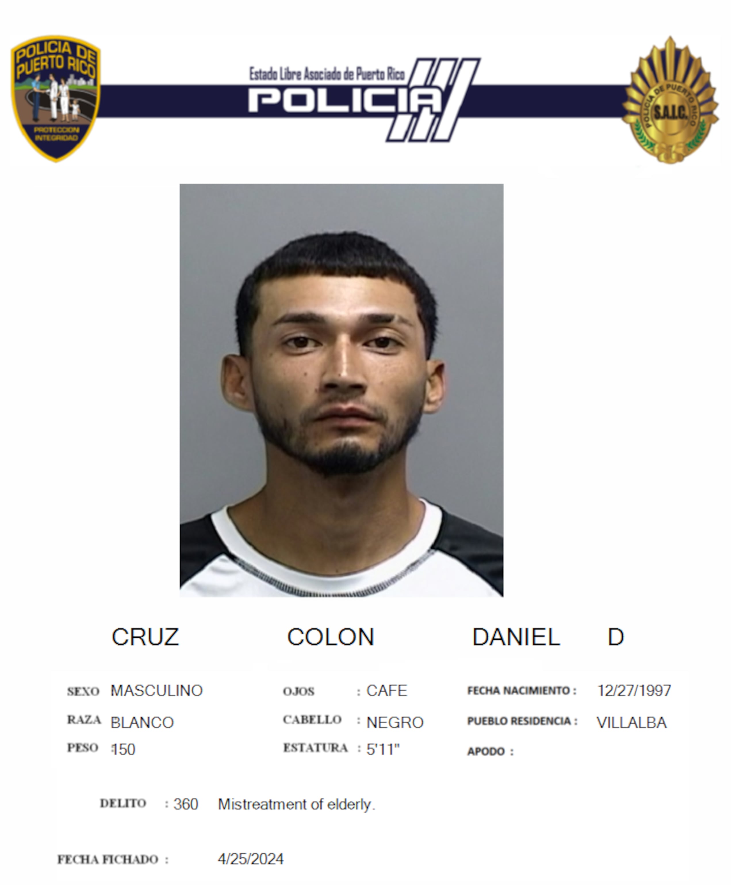 Daniel D. Cruz Colón está acusado por el delito de maltrato psicológico contra su abuela de 84 años.
