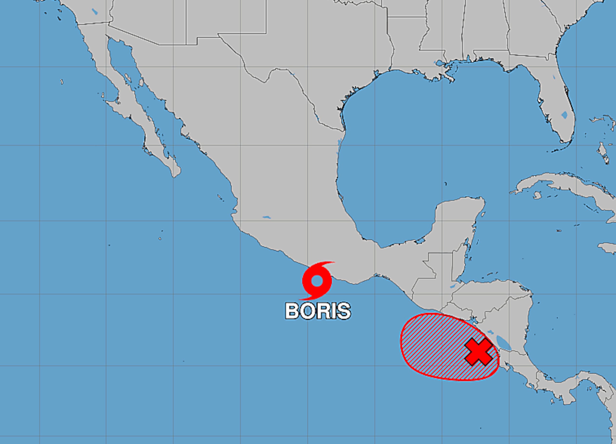 Se pronosticaba que Boris tocara tierra a lo largo de la costa mexicana de Guerrero para la tarde del lunes.