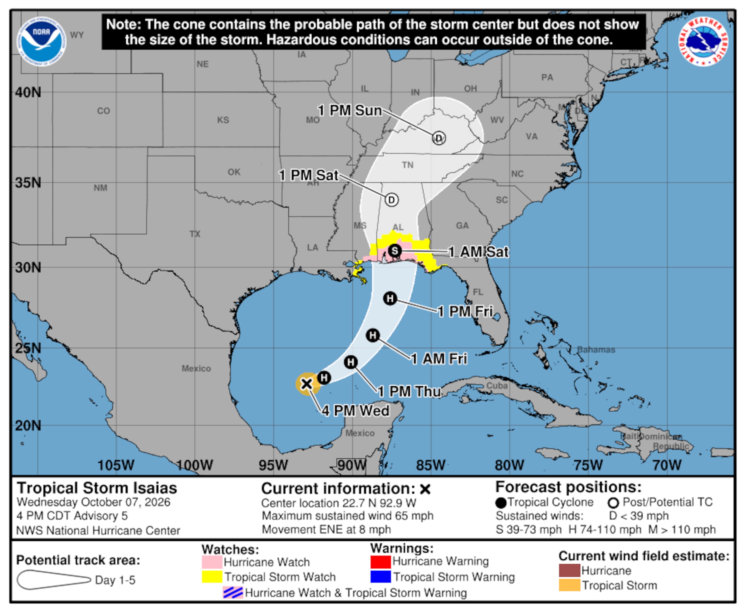 Tormenta tropical Isaías. (NOAA)