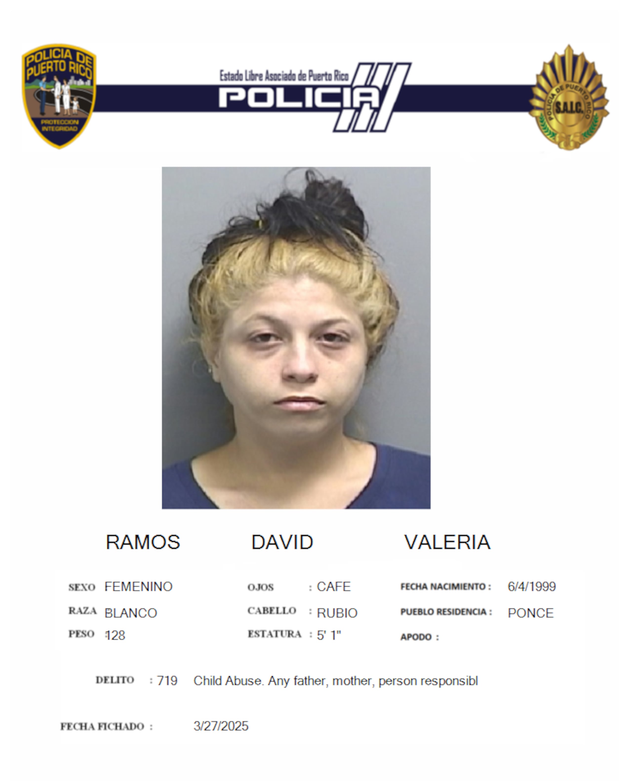 Valeria Ramos David, enfrenta un cargo por maltrato agravado de menores.