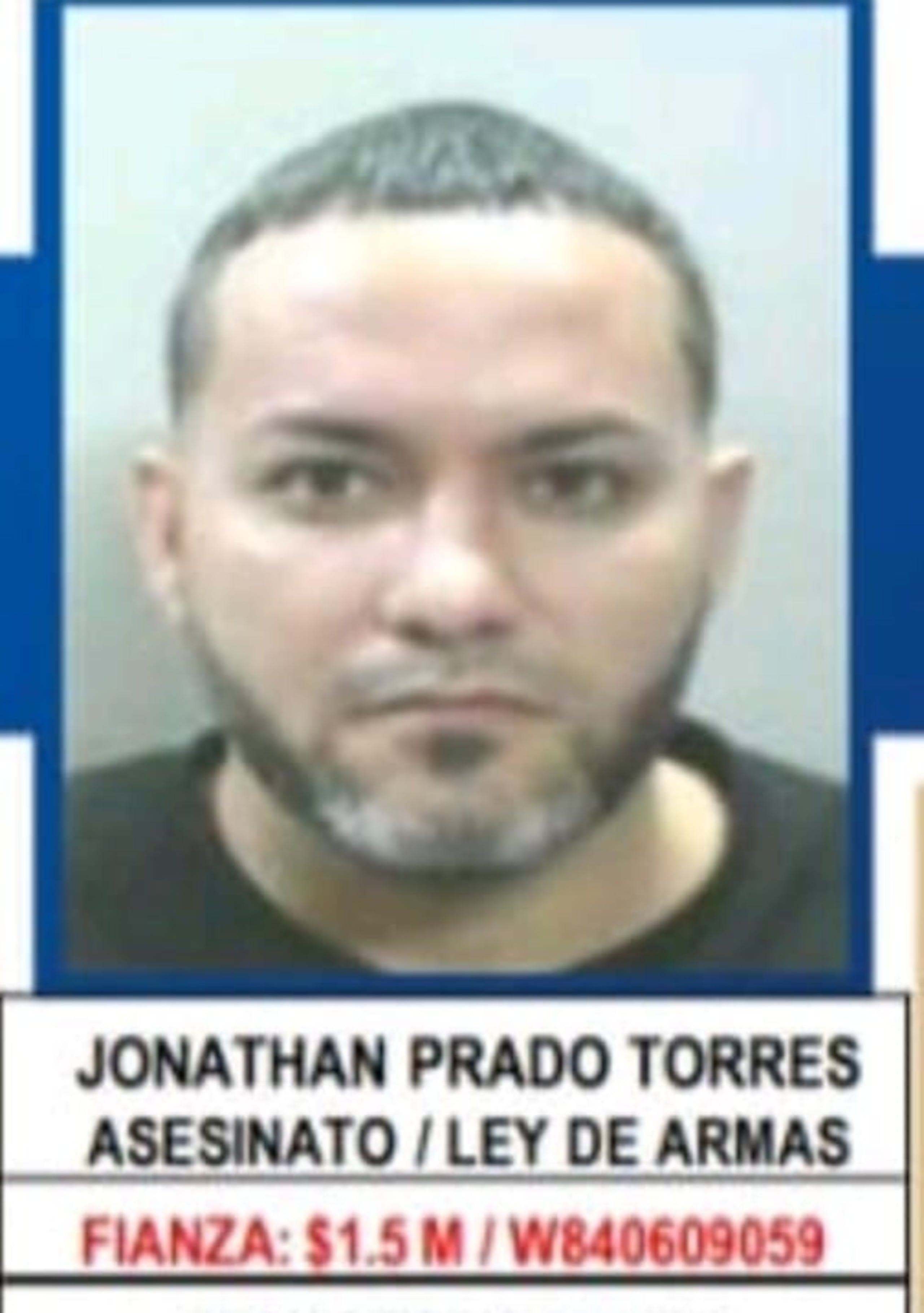 Jonathan Prado Torres, es el primer fugitivo en la lista de Los 10 Más Buscados del área policíaca de Bayamón, ya que es requerido por un asesinato con una fianza millonaria.