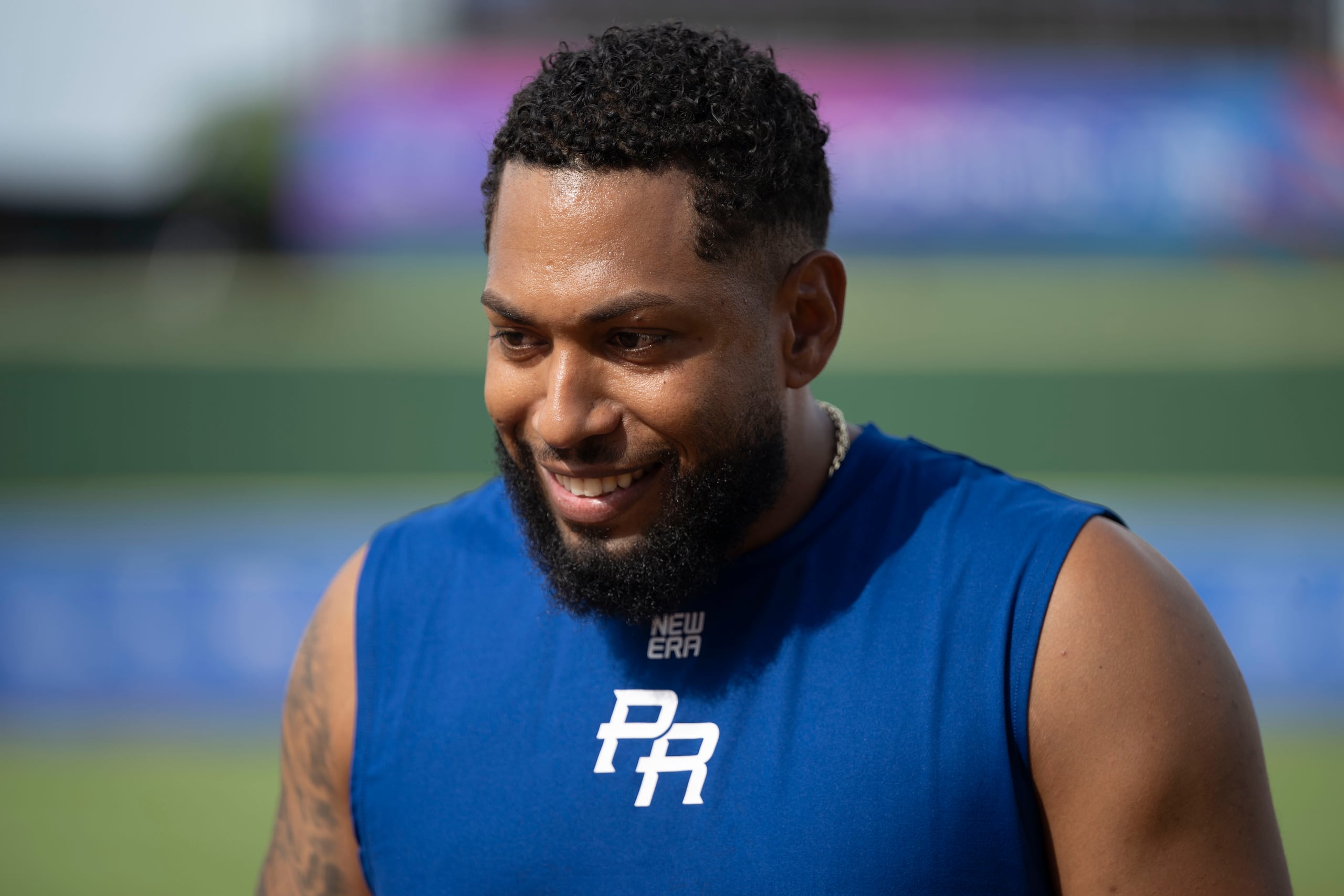 1 de agosto de 2026. Santo Domingo, RD. MCD/DEPORTES. Práctica de la selección nacional de béisbol de Puerto Rico en los Juegos Centroamericanos y del Caribe, Santo Domingo 2026, llevada a cabo en el Estadio Quisqueya. En la foto Héctor Hernández. FOTO POR: Enviado Especial/Carlos Rivera Giusti/GFR Media
Juegos Centroamericanos y del Caribe, Santo Domingo 2026, Béisbol