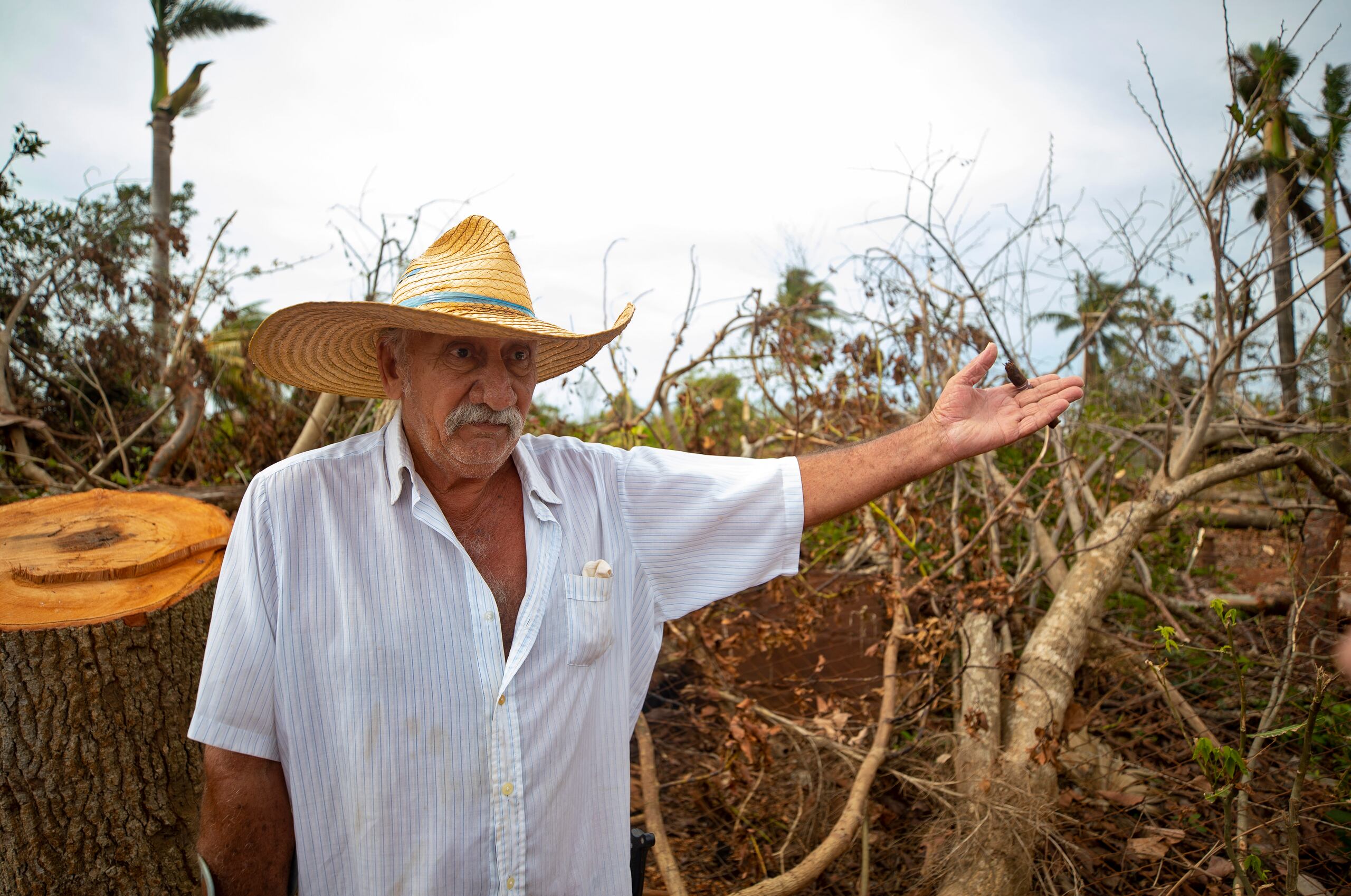 El agricultor Guillermo Echavarría, de 76 años, intenta rescatar algo en sus fincas en lo que queda de año o darlo todo por perdido.